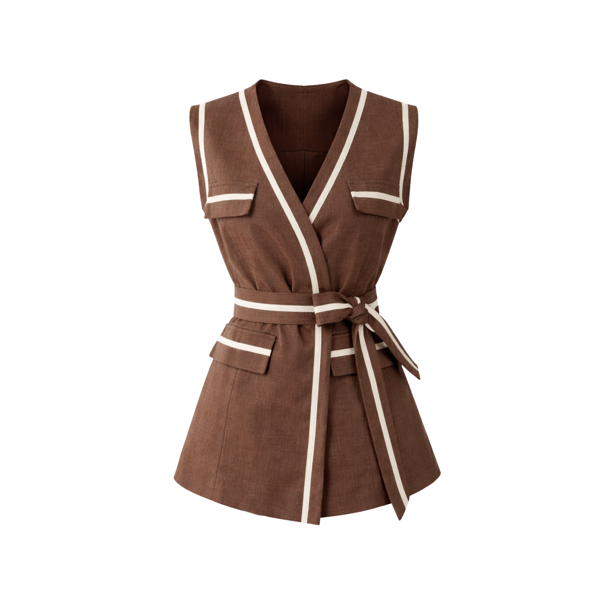 100% LINEN VEST AND SKIRT SET