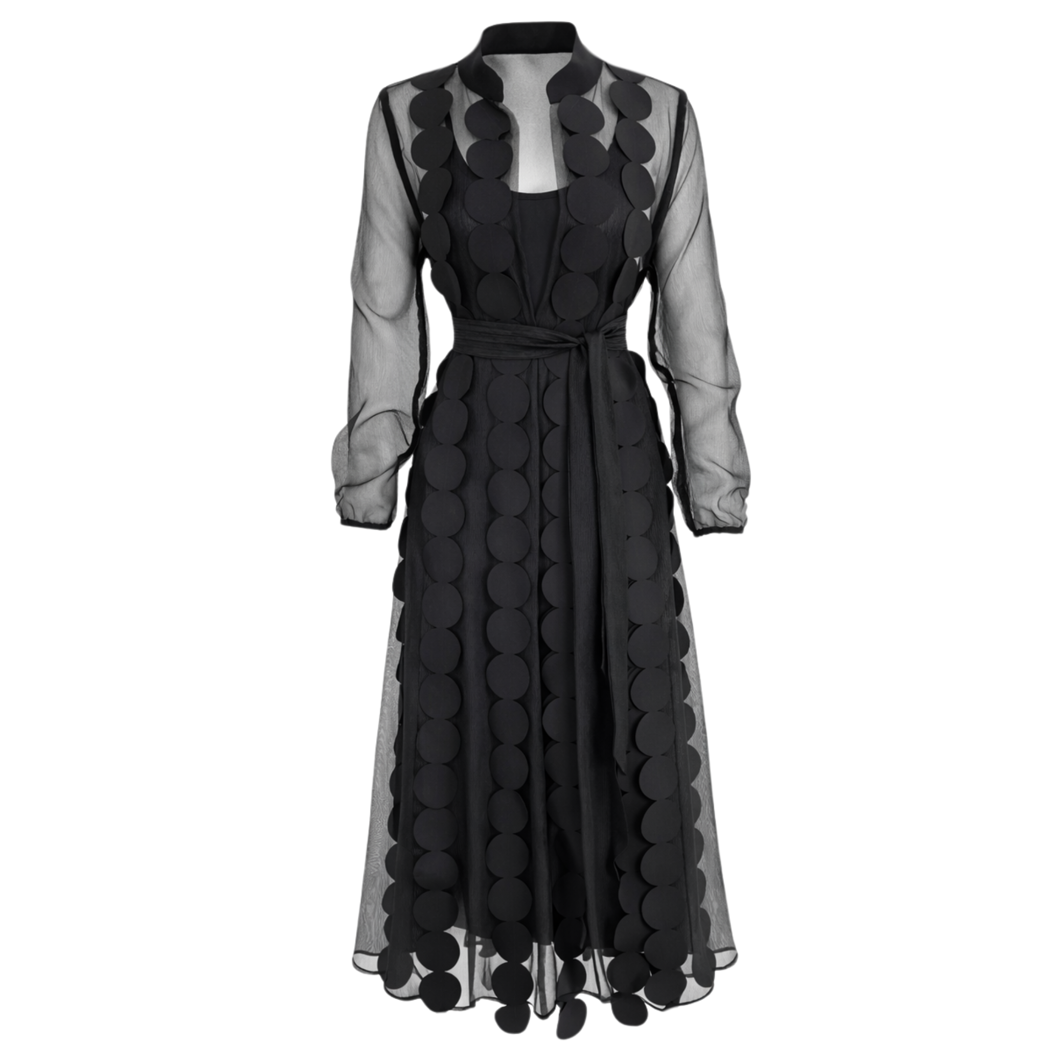 MAXI LENGTH SHEER KIMONO SET BLACK