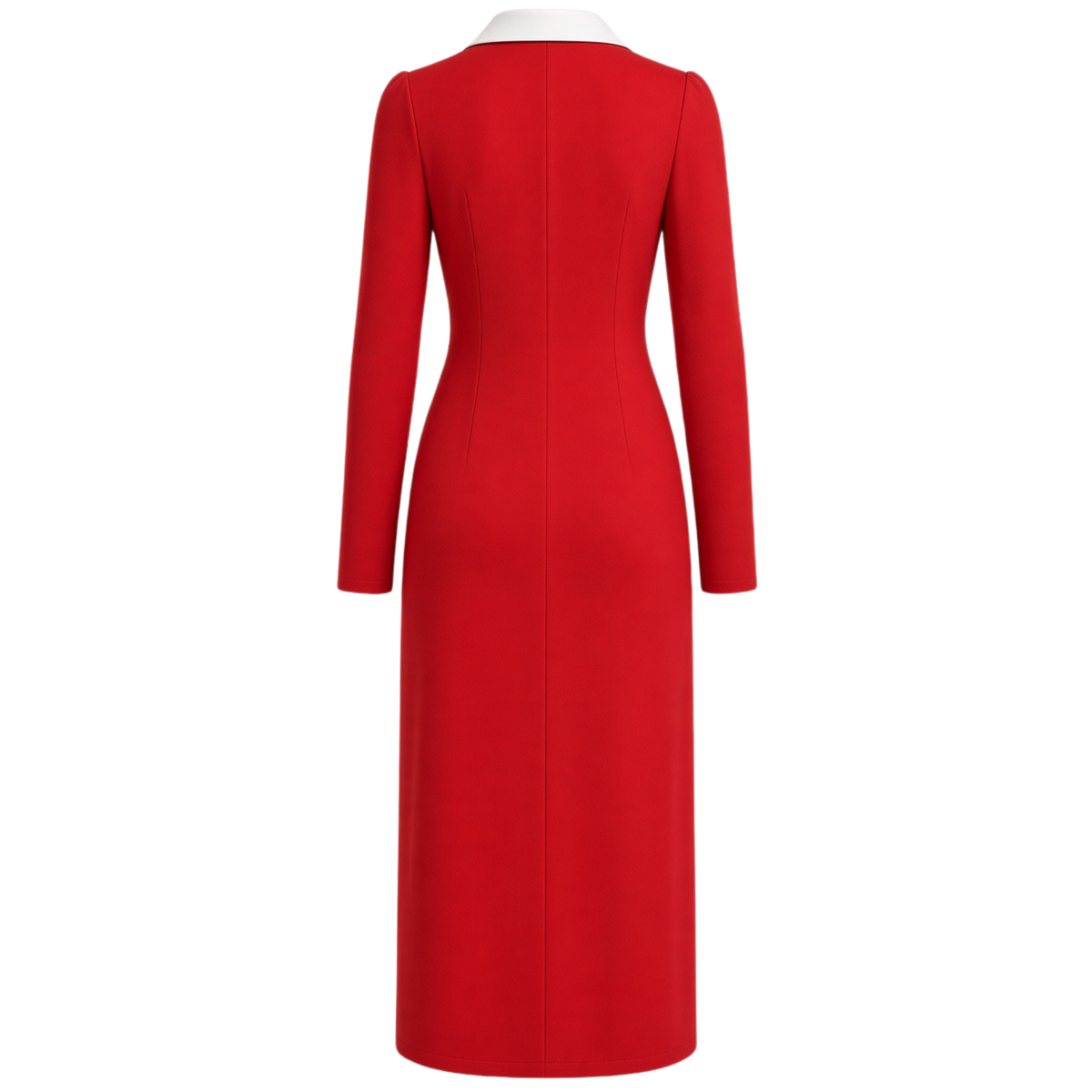 DETACHABLE COLLAR DETAIL PENCIL DRESS RED