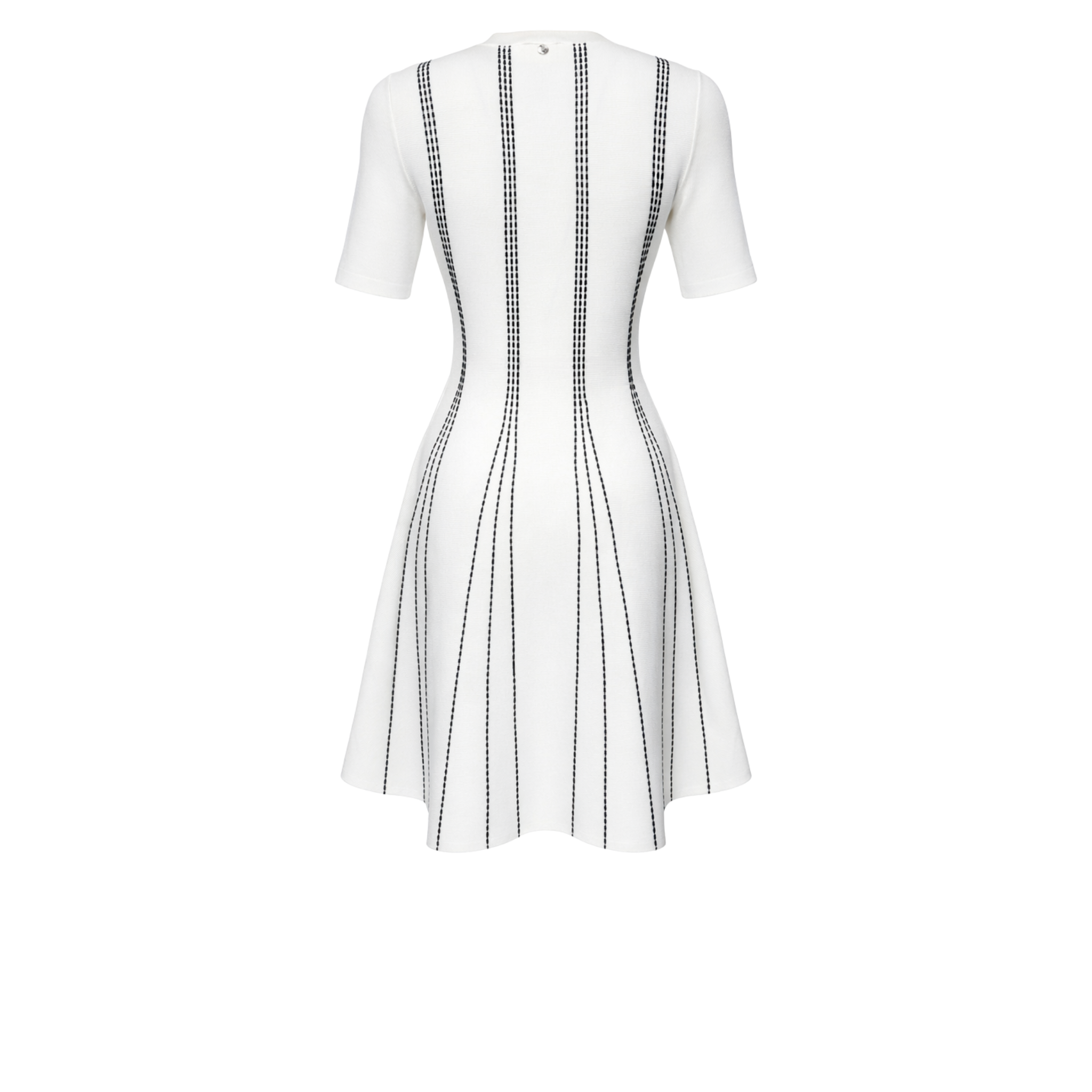 A-LINE STYLE MERCERISED KNIT DRESS WHITE NAVY