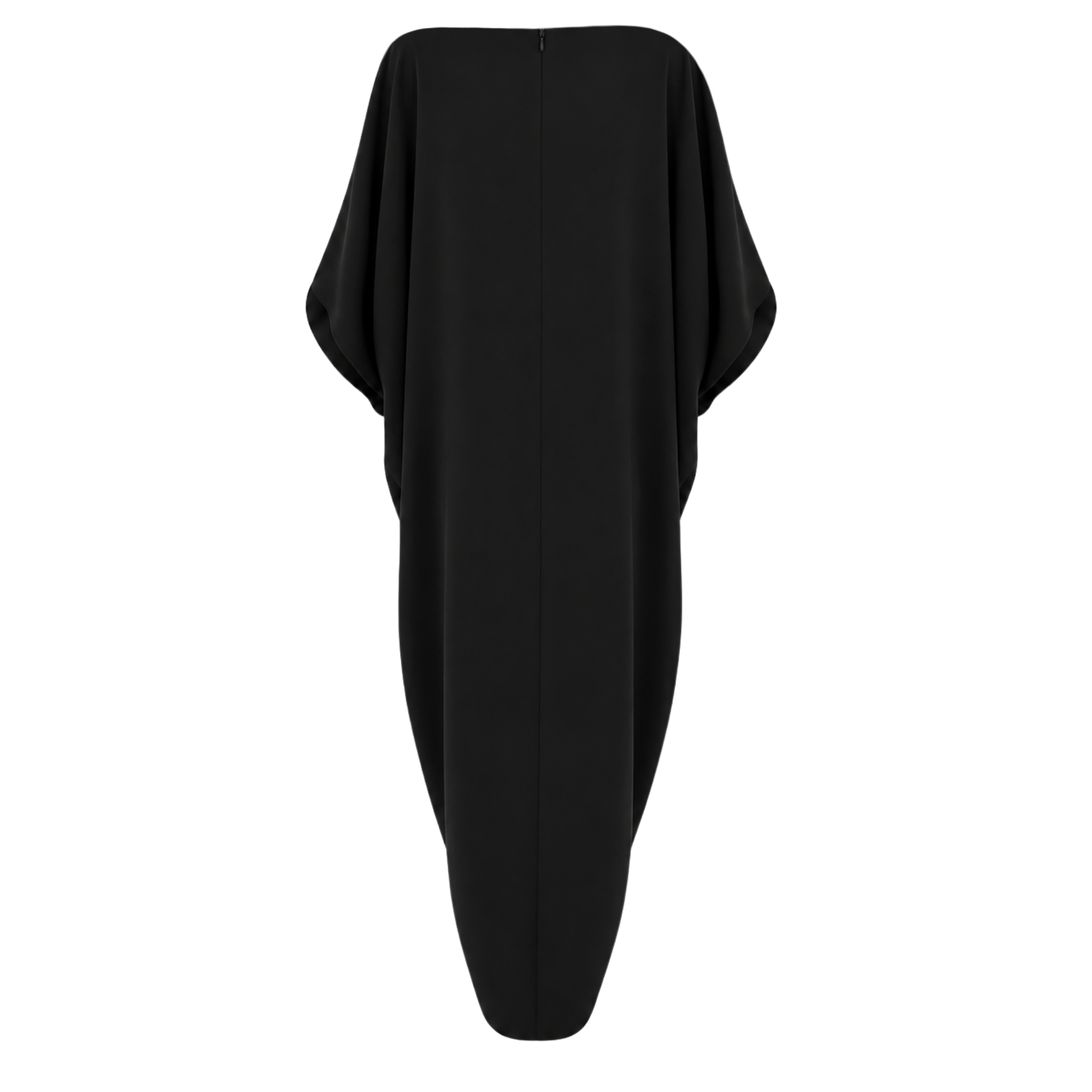 SLEEVE DETAIL FRONT SLIT MIDI LENGTH DRESS BLACK
