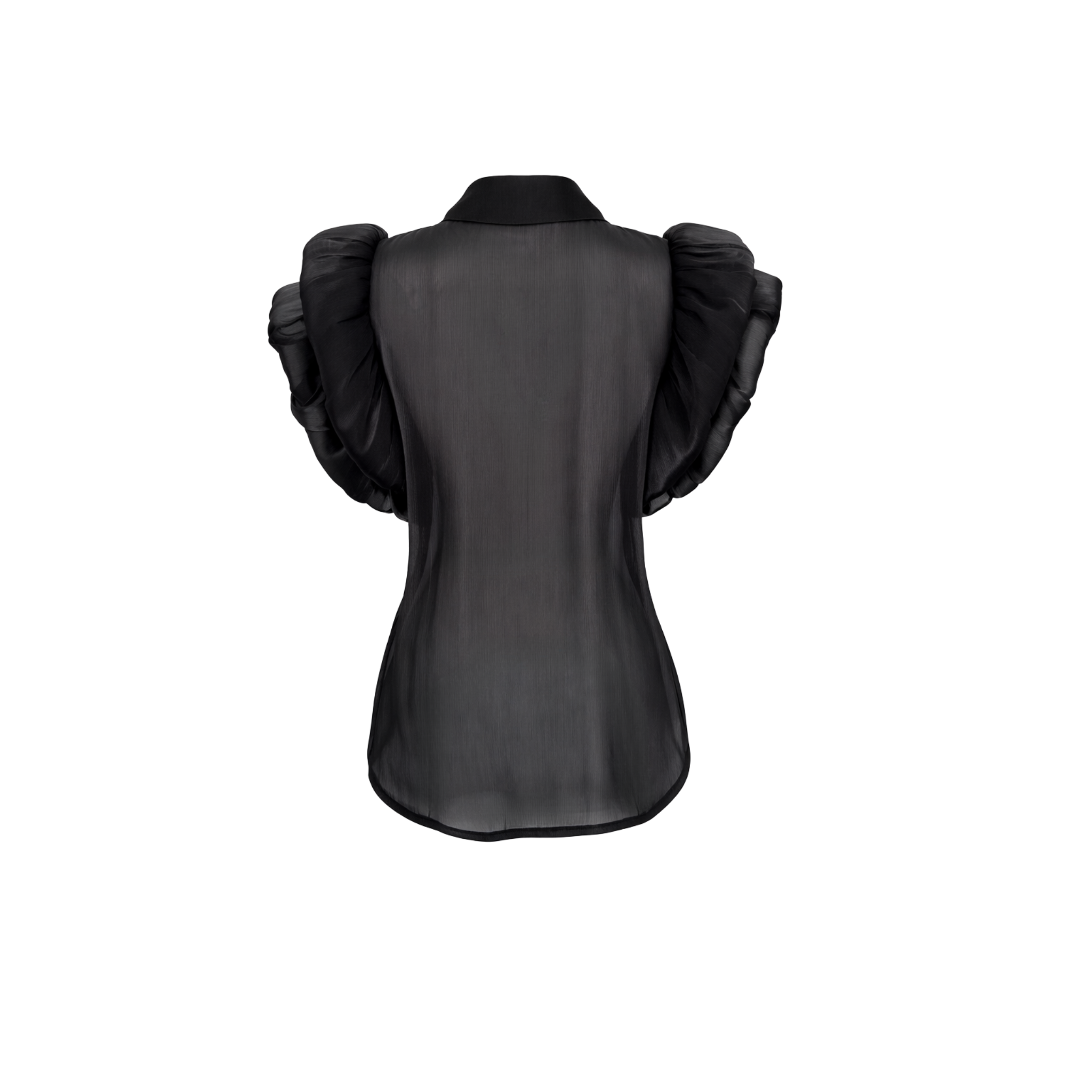 PUFF SLEEVE ORGANZA SHIRT BLACK