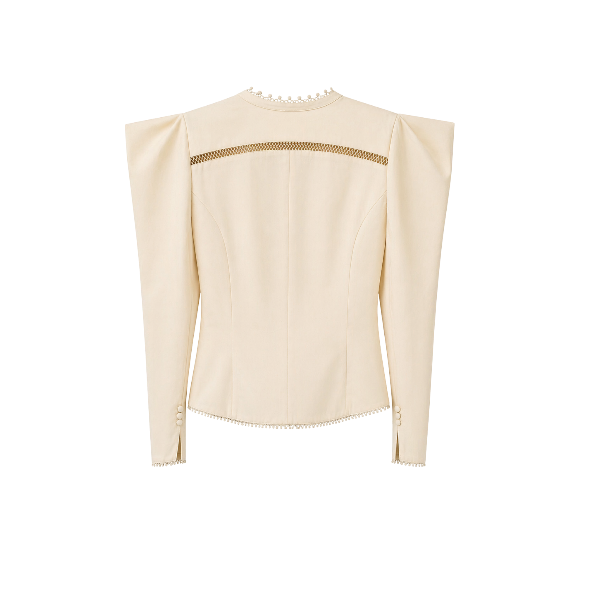 SLEEVE AND COLLAR DETAIL 100% COTTON BLOUSE CREAM