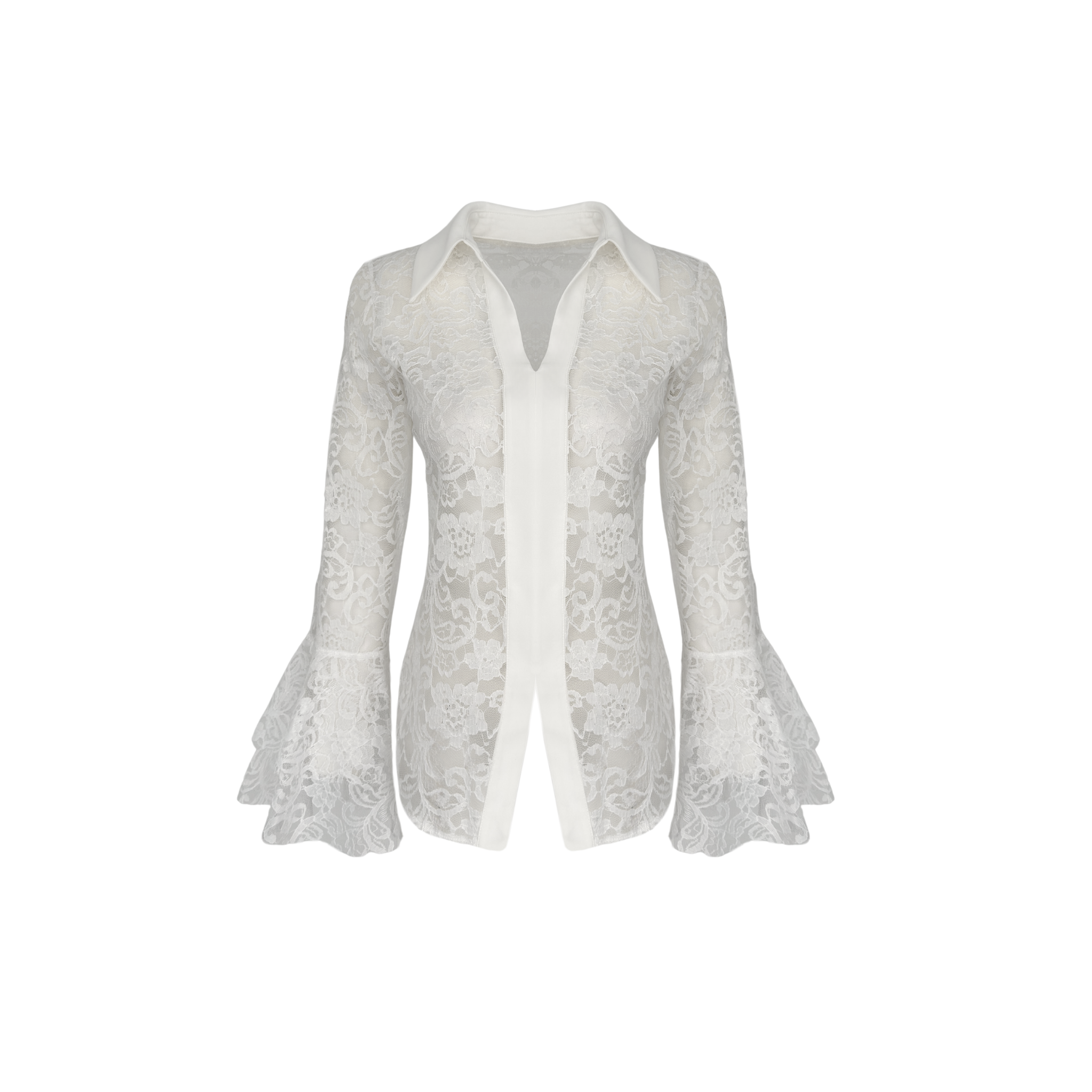 RUFFLED LACE SLEEVES BLOUSE ECRU