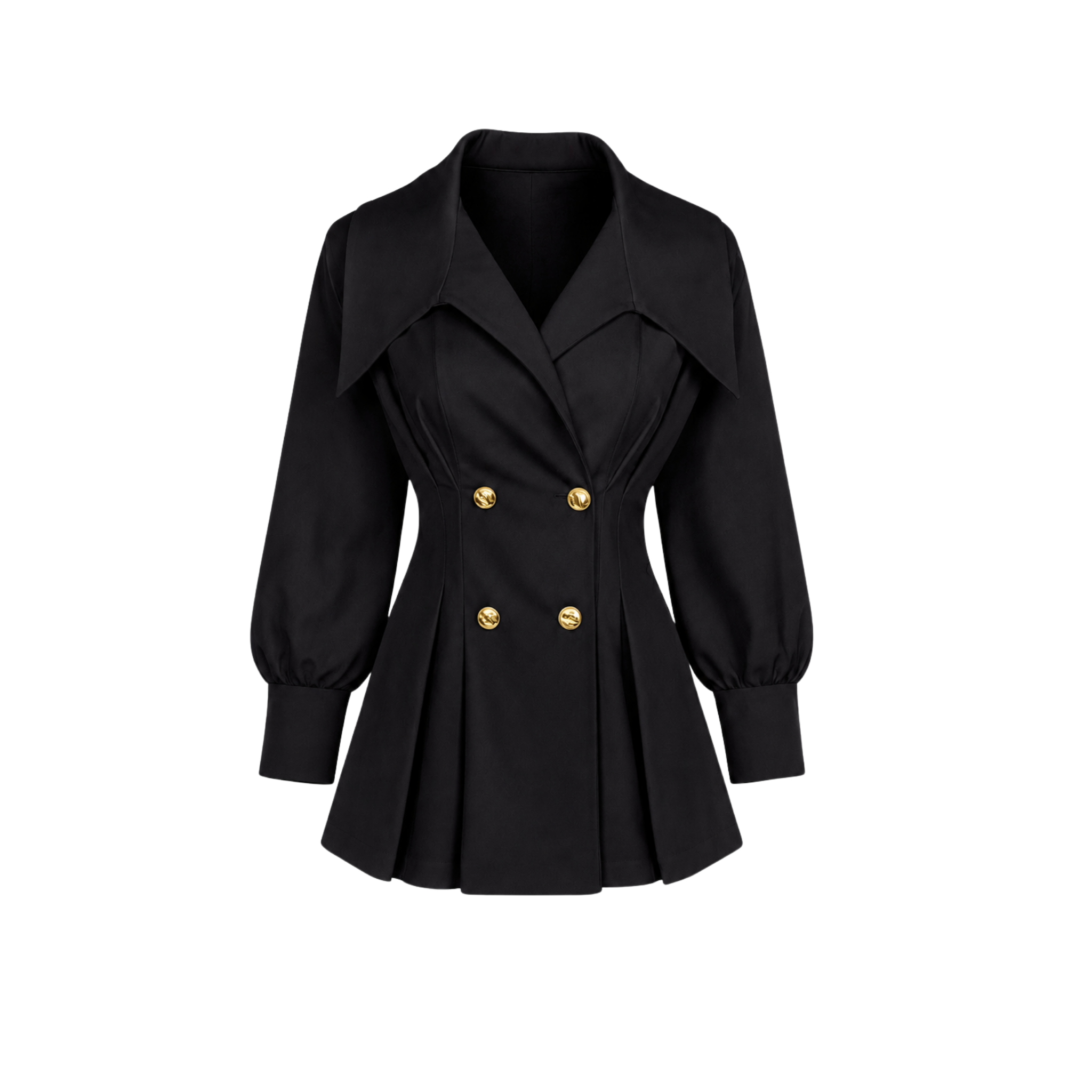 COLLAR DETAIL GOLD BUTTONS BLOUSE BLACK