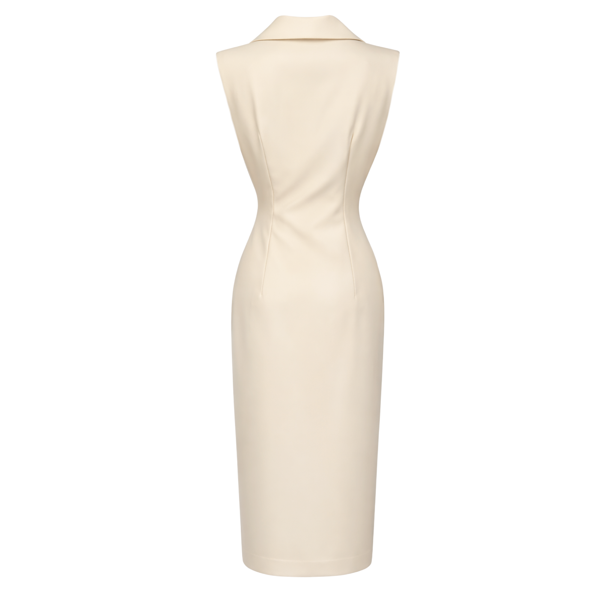 WRAP CLOSURE BLAZER COLLAR DRESS ECRU