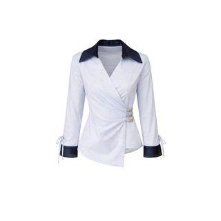 KRUVAZE MODEL ÇİZGİLİ COTTON GÖMLEK MAVİ