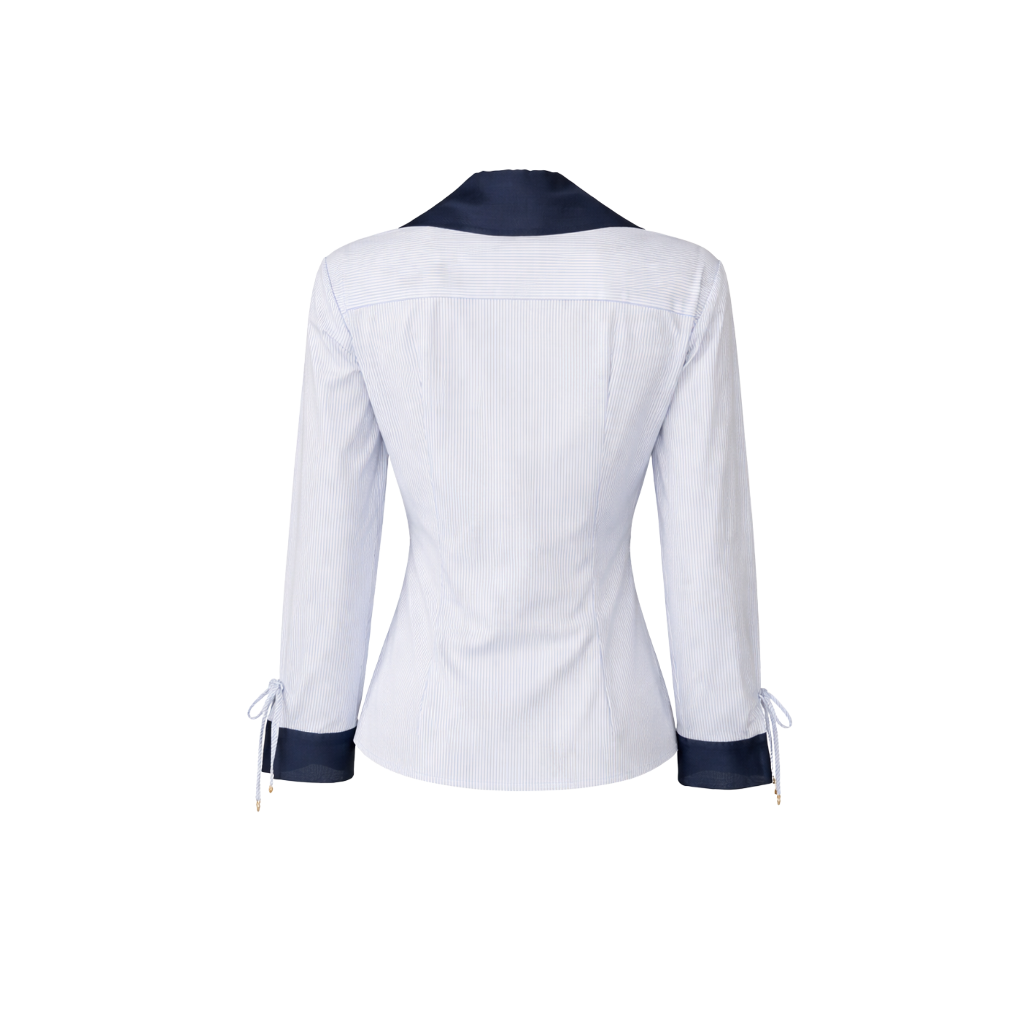 WRAP STYLE STRIPED COTTON SHIRT BLUE