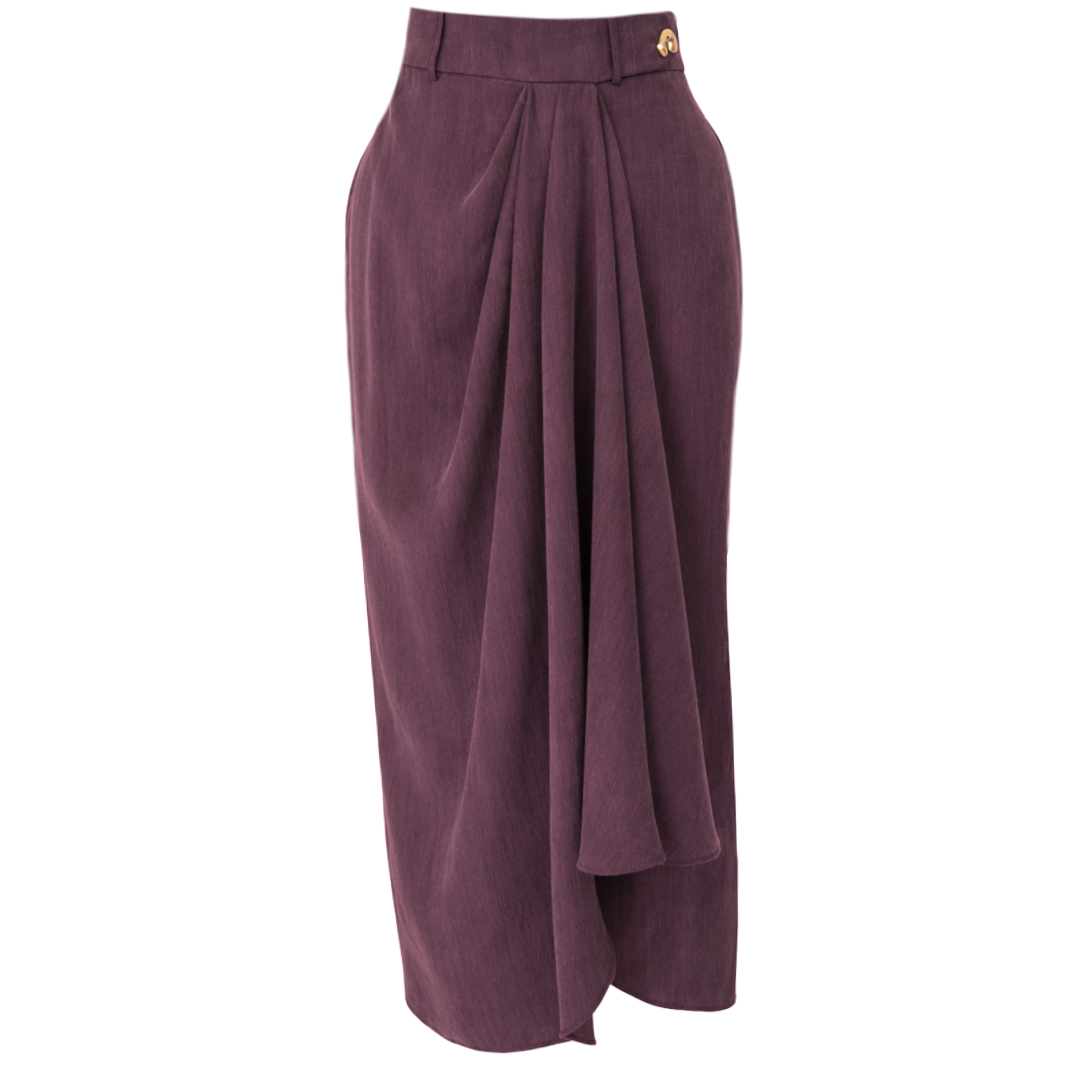 WRAP STYLE TENCEL SKIRT BURGUNDY