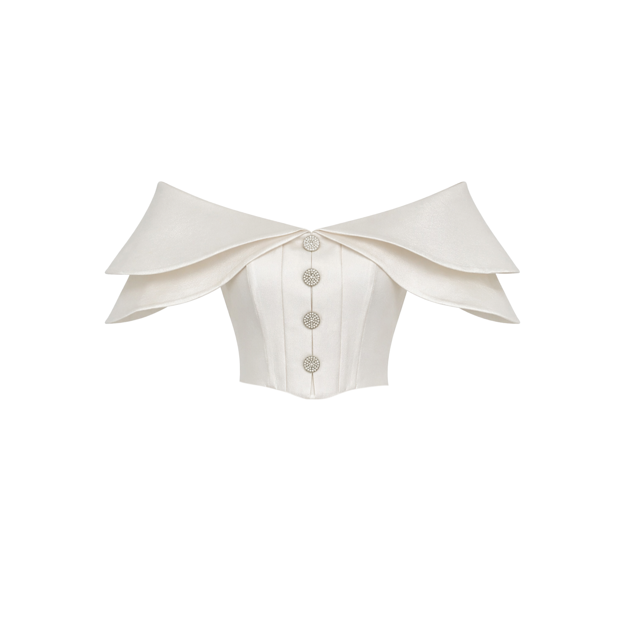 LENA RUFFLE SHOULDERS DETAIL BLOUSE ECRU