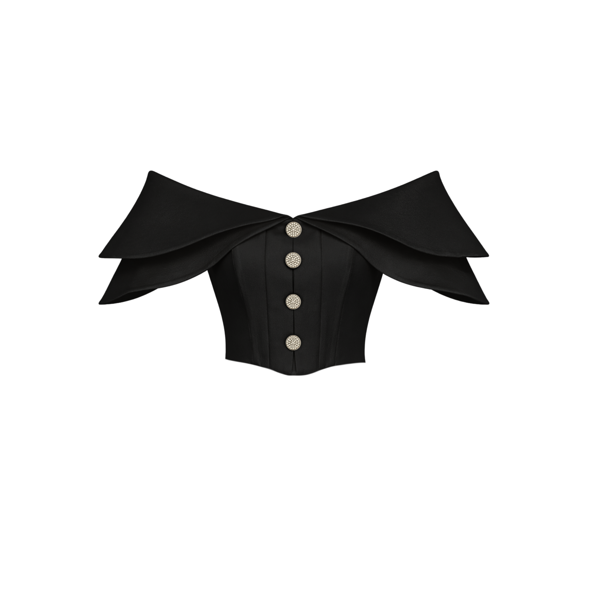LENA RUFFLE SHOULDERS DETAIL BLOUSE BLACK
