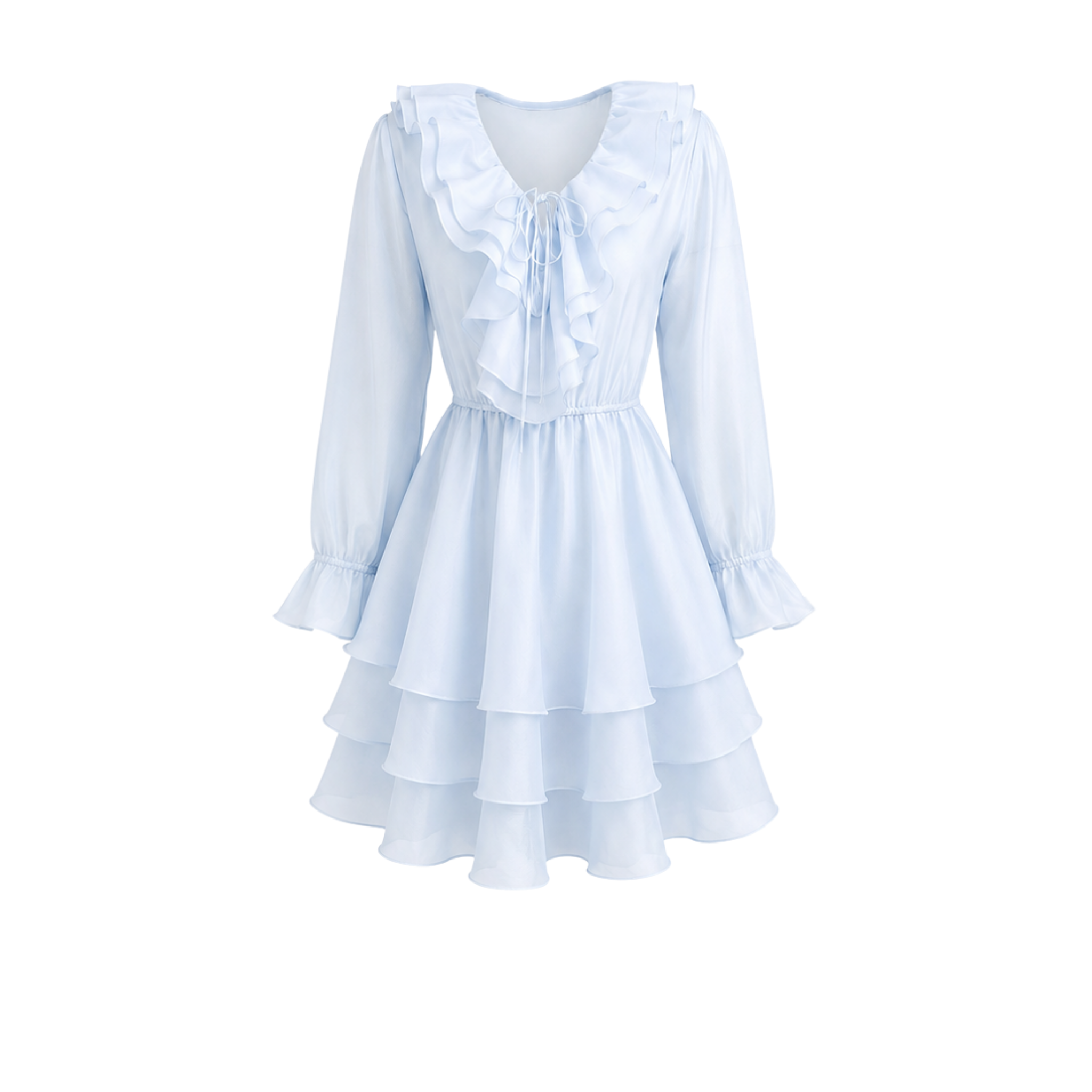 RUFFLED SHORT SKIRT DRESS BLUE