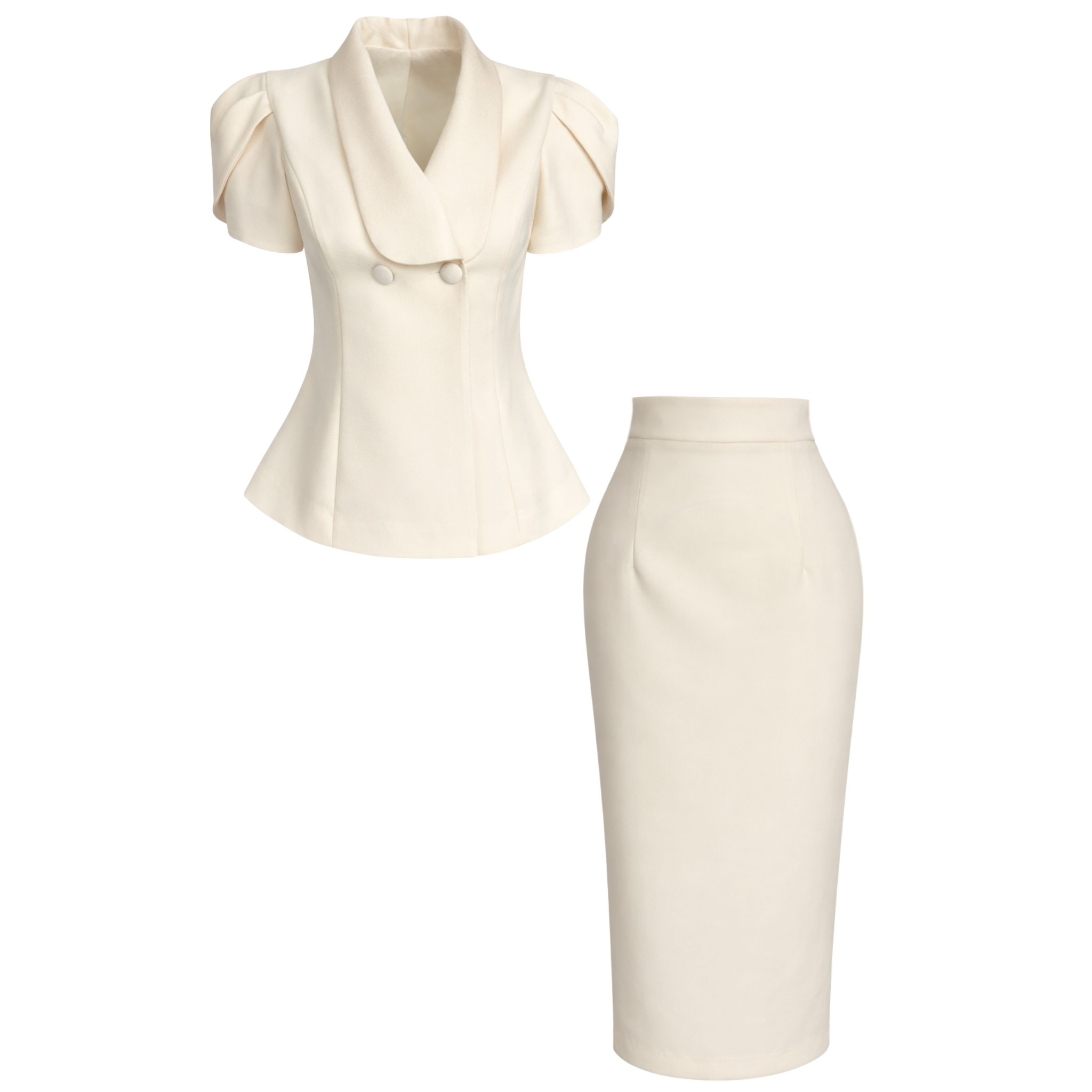MEGAN JACKET AND SKIRT SET ECRU