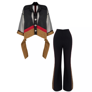 TRANSPARENT SHIRT FABRIC MIX SET BLACK