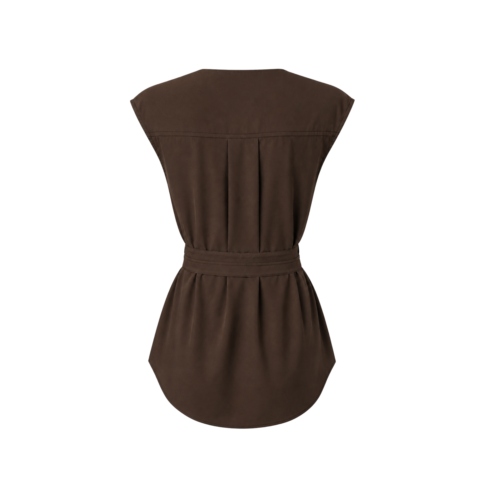 BELTED WAIST COLLAR DETAIL MODAL SET DARK BROWN