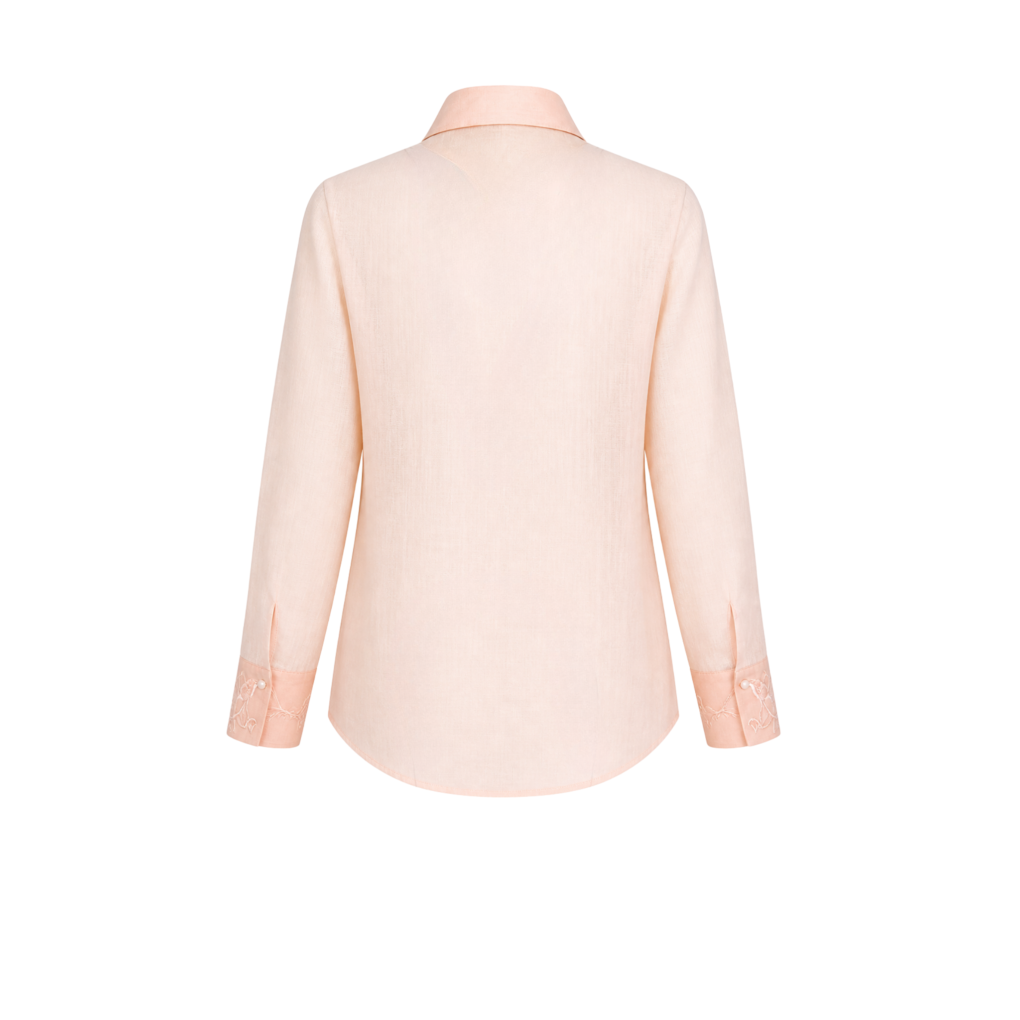 EMBROIDERED 100% RAMIE SHIRT SALMON