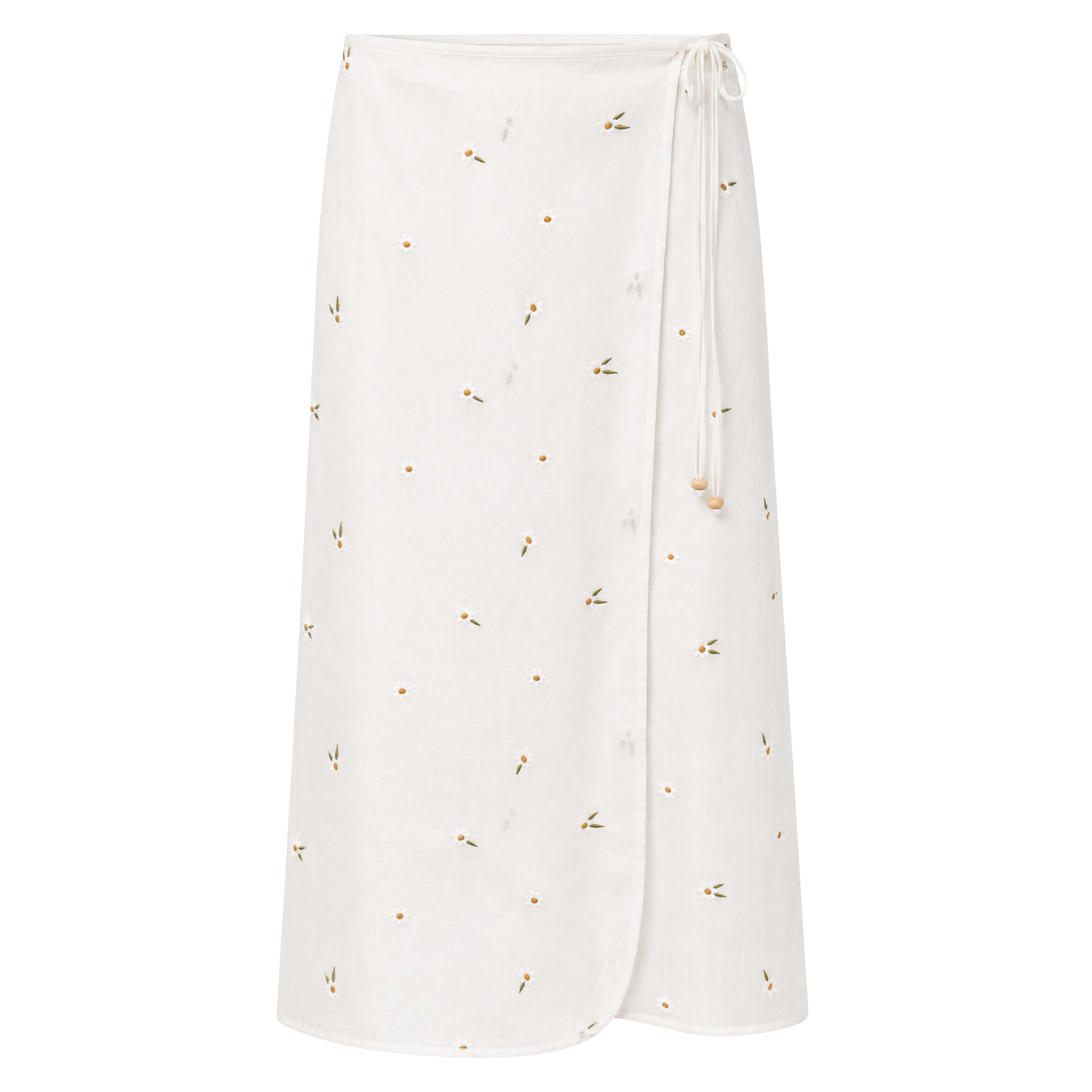 SEMI-SHEER EMBROIDERY DETAIL LINEN SET WHITE