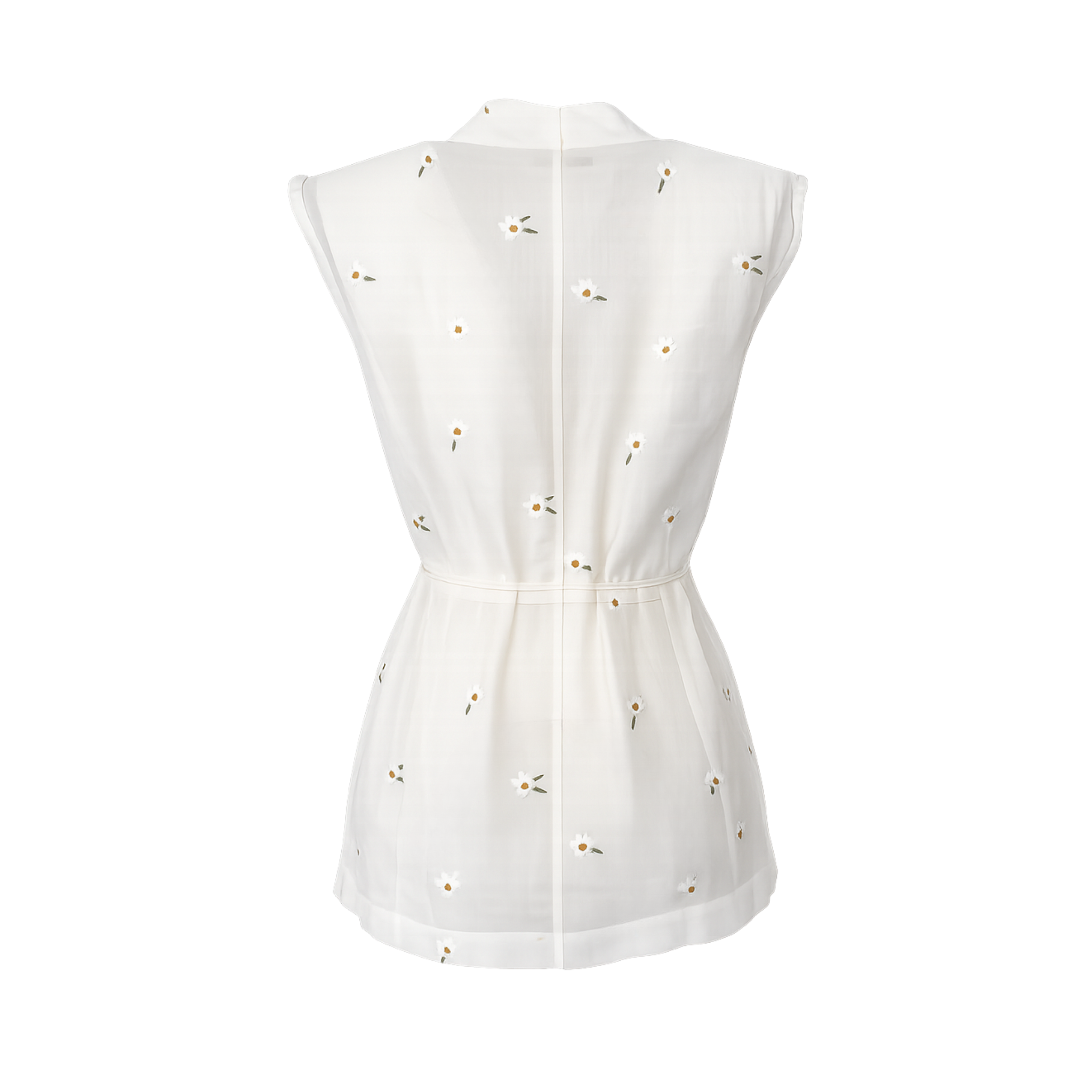 SEMI-SHEER EMBROIDERY DETAIL LINEN SET WHITE