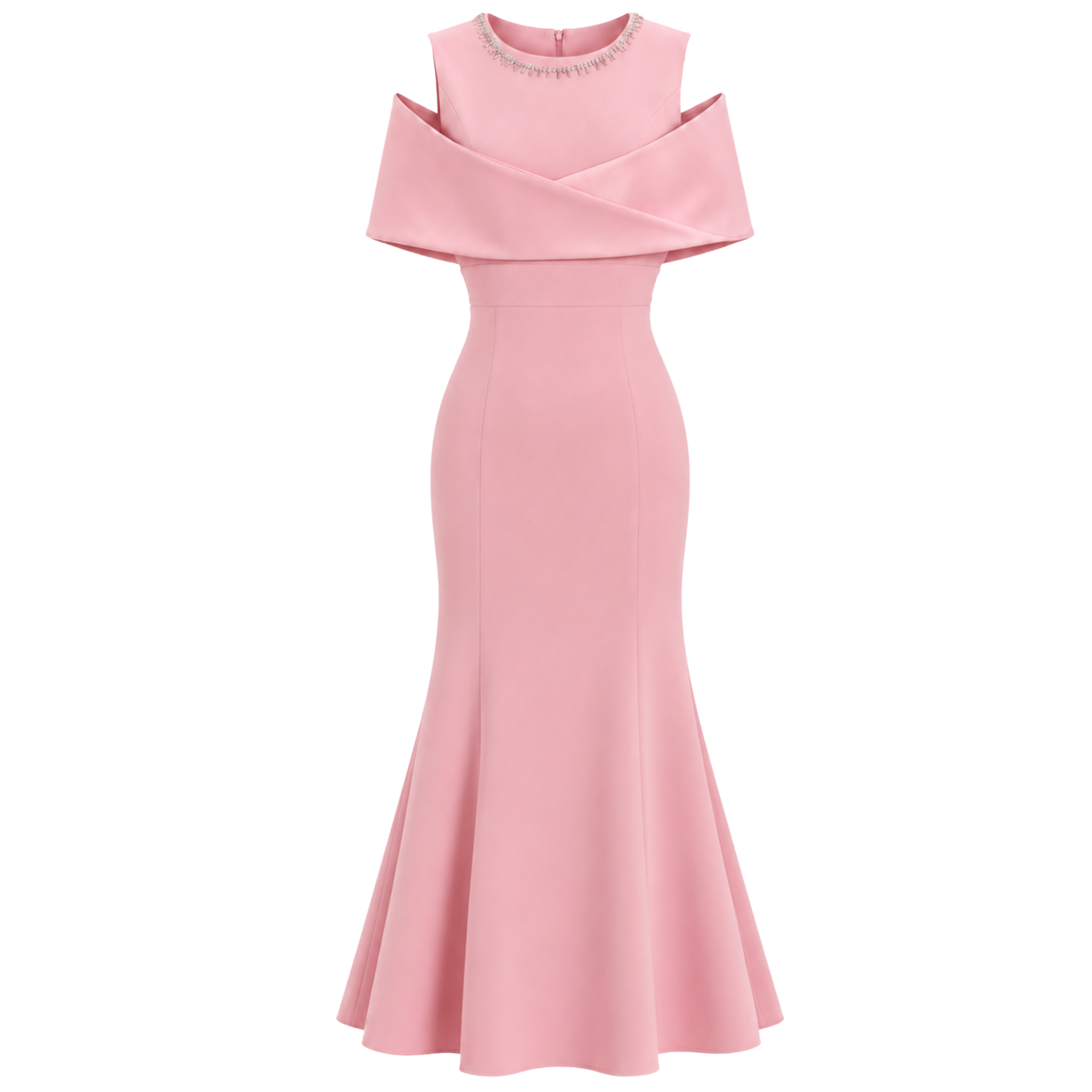 SHOULDER DETAIL RUFFLED SKIRT DRESS PINK