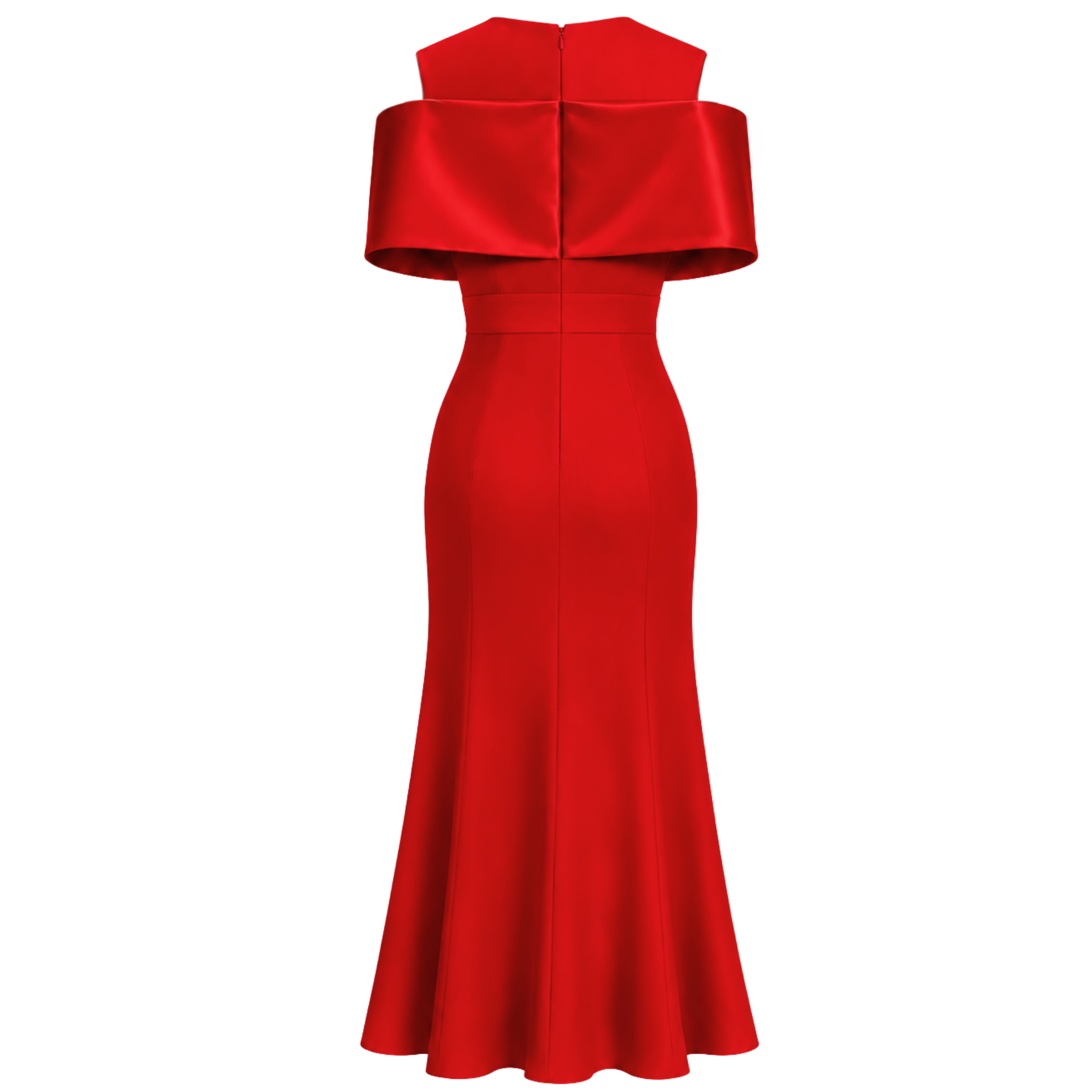 SHOULDER DETAIL RUFFLED SKIRT DRESS RED