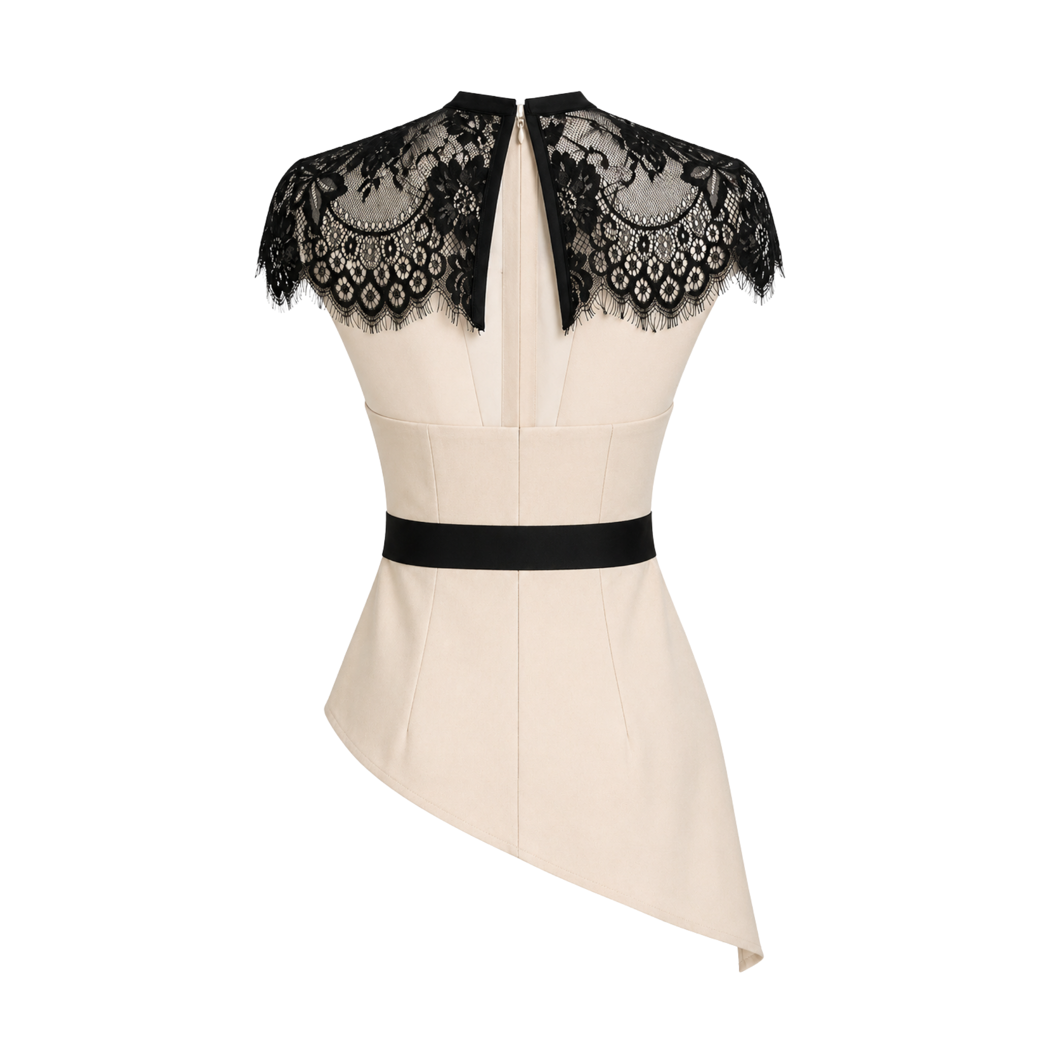 LACE SHOULDER DETAIL BLOUSE AND TROUSERS SET STONE