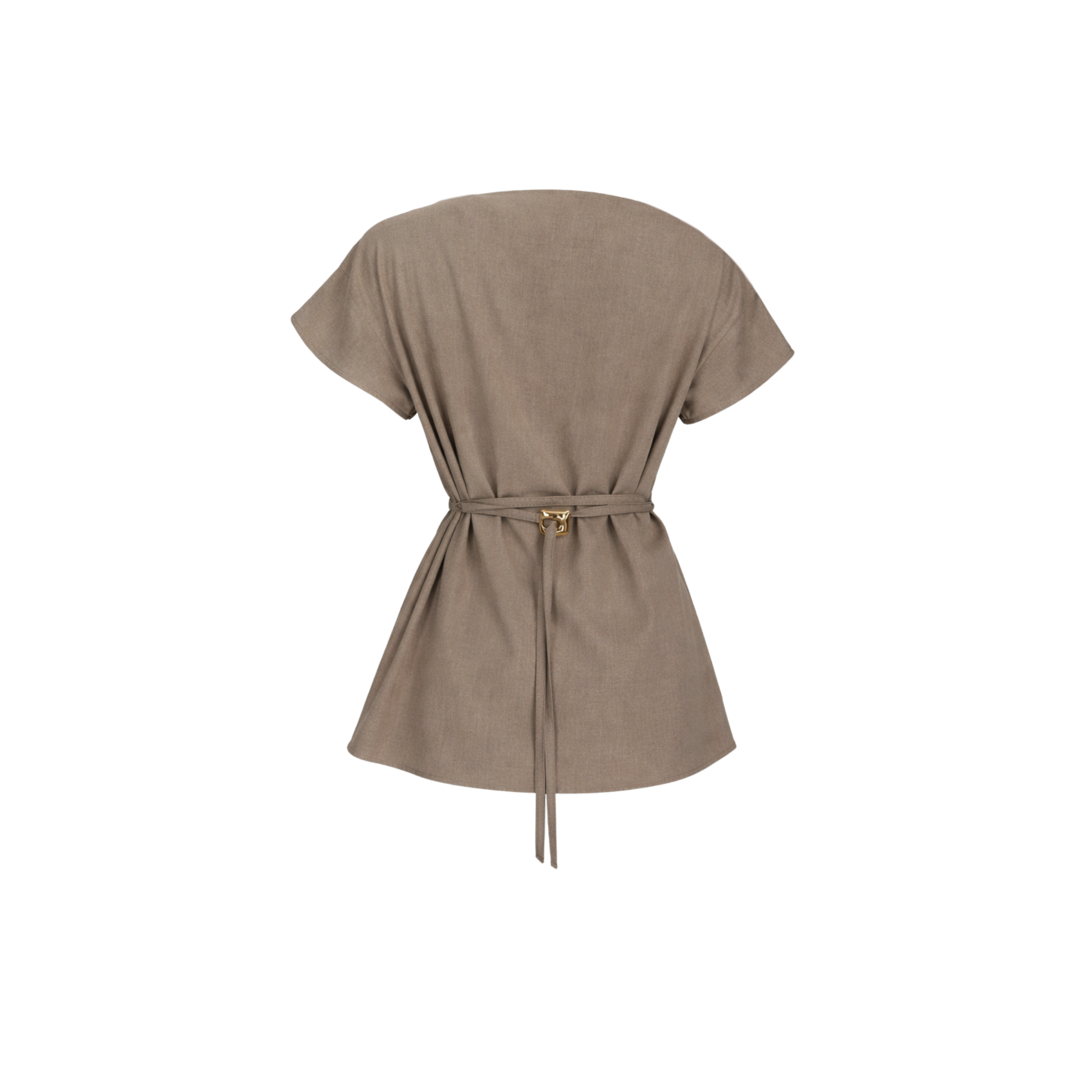 ASYMMETRIC NECKLINE DRAPE DETAIL BLOUSE MINK
