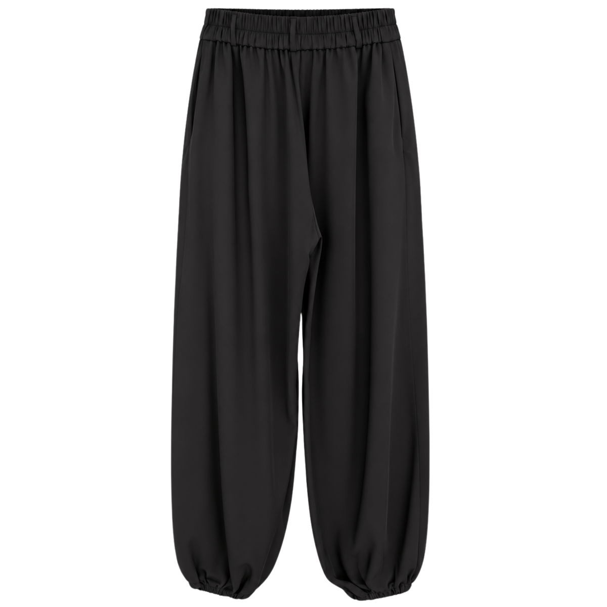 TROUSERS WITH DRAPED HEM DETAIL BLACK