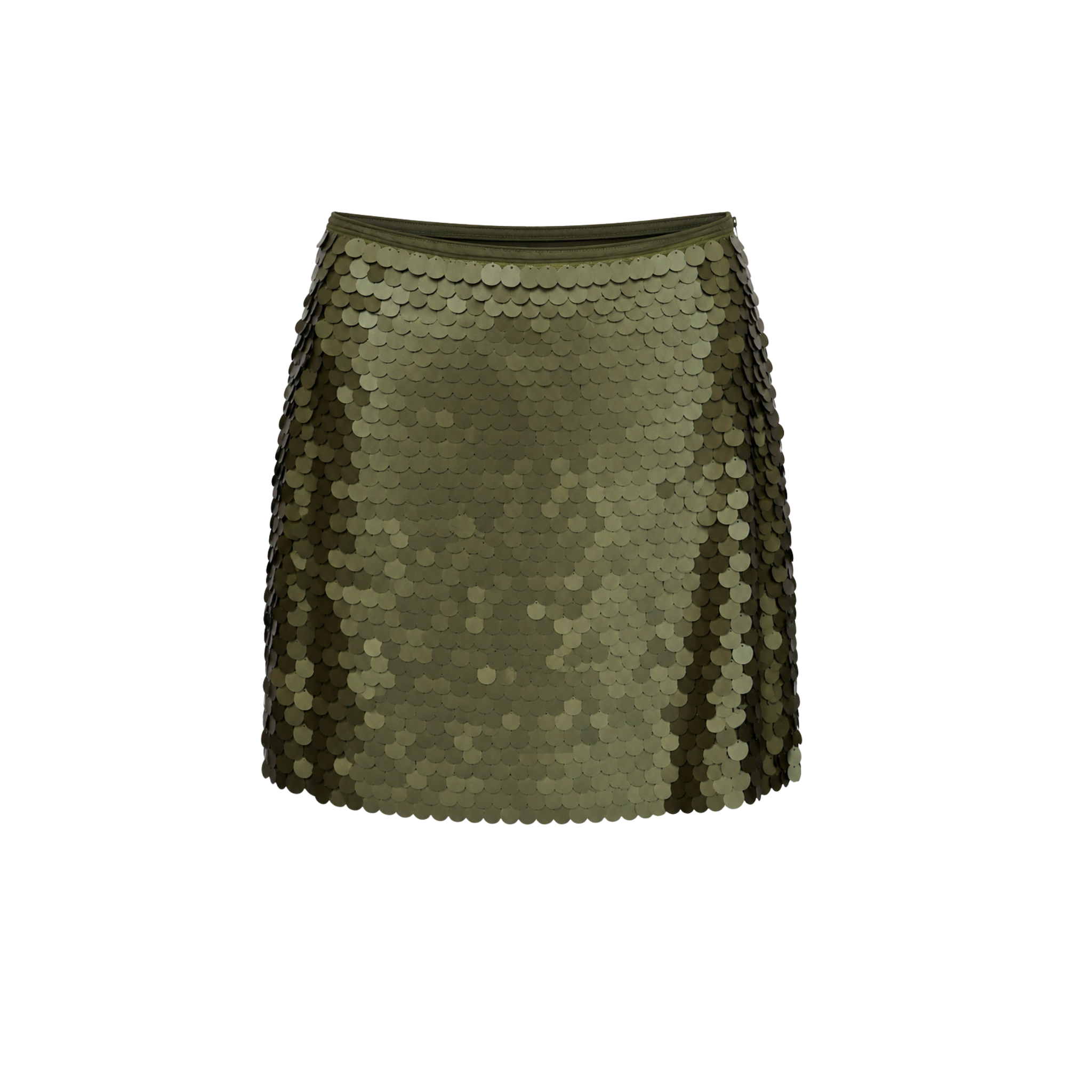 SEQUIN EMBROIDERED SHORT SKIRT KHAKI