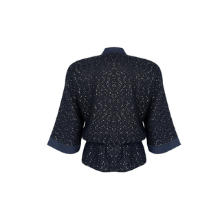 SEQUINED SKIRT AND JACKET SET, NAVY BLUE.