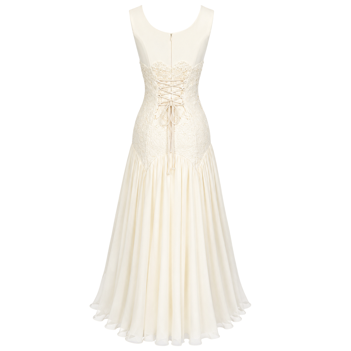 CAPE DETAIL PEARL EMBROIDERED EVENING DRESS ECRU
