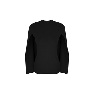 CAPE DETAIL CREW NECK KNITTED BLACK