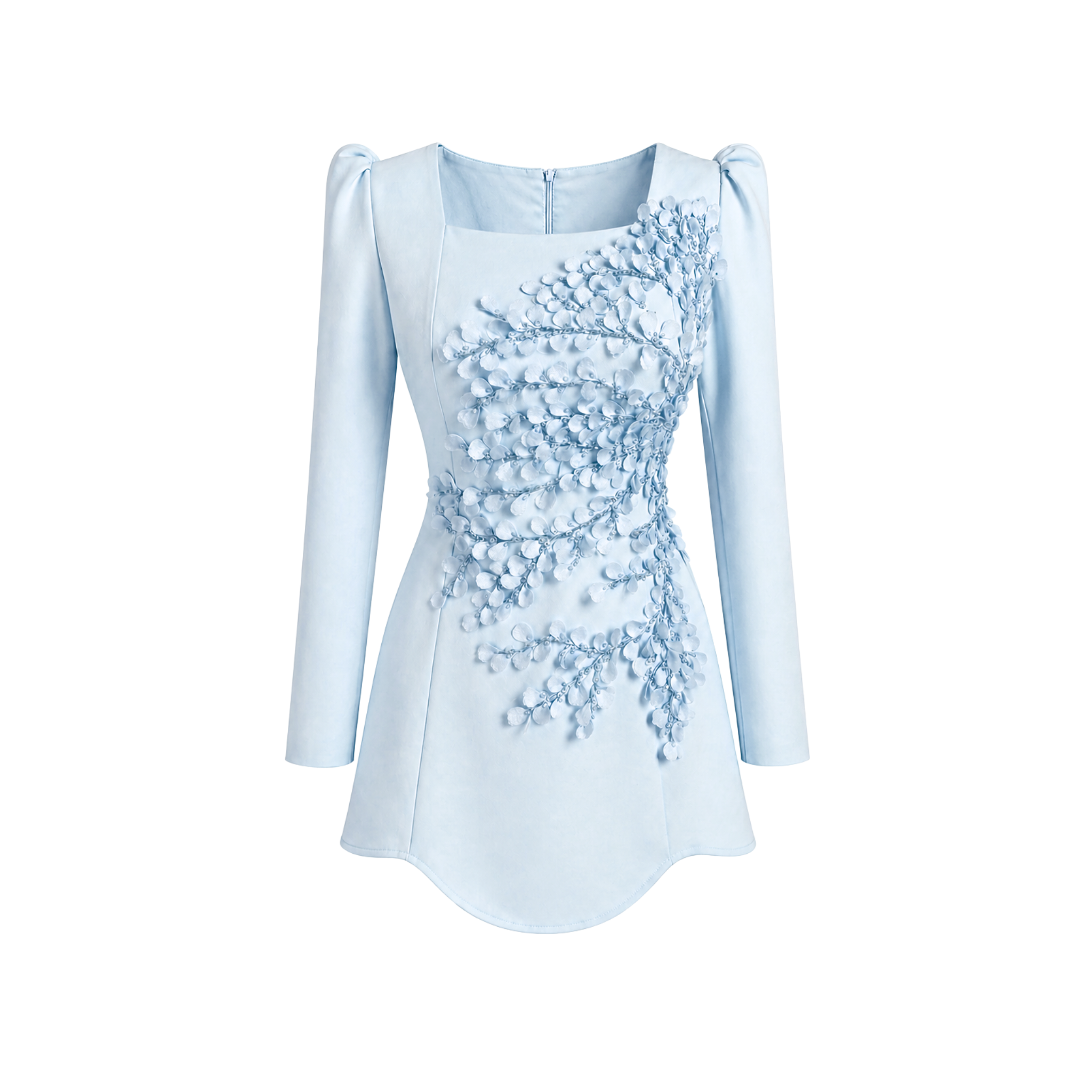 PEONY EMBROIDERY DETAIL SKIRTED SET BLUE