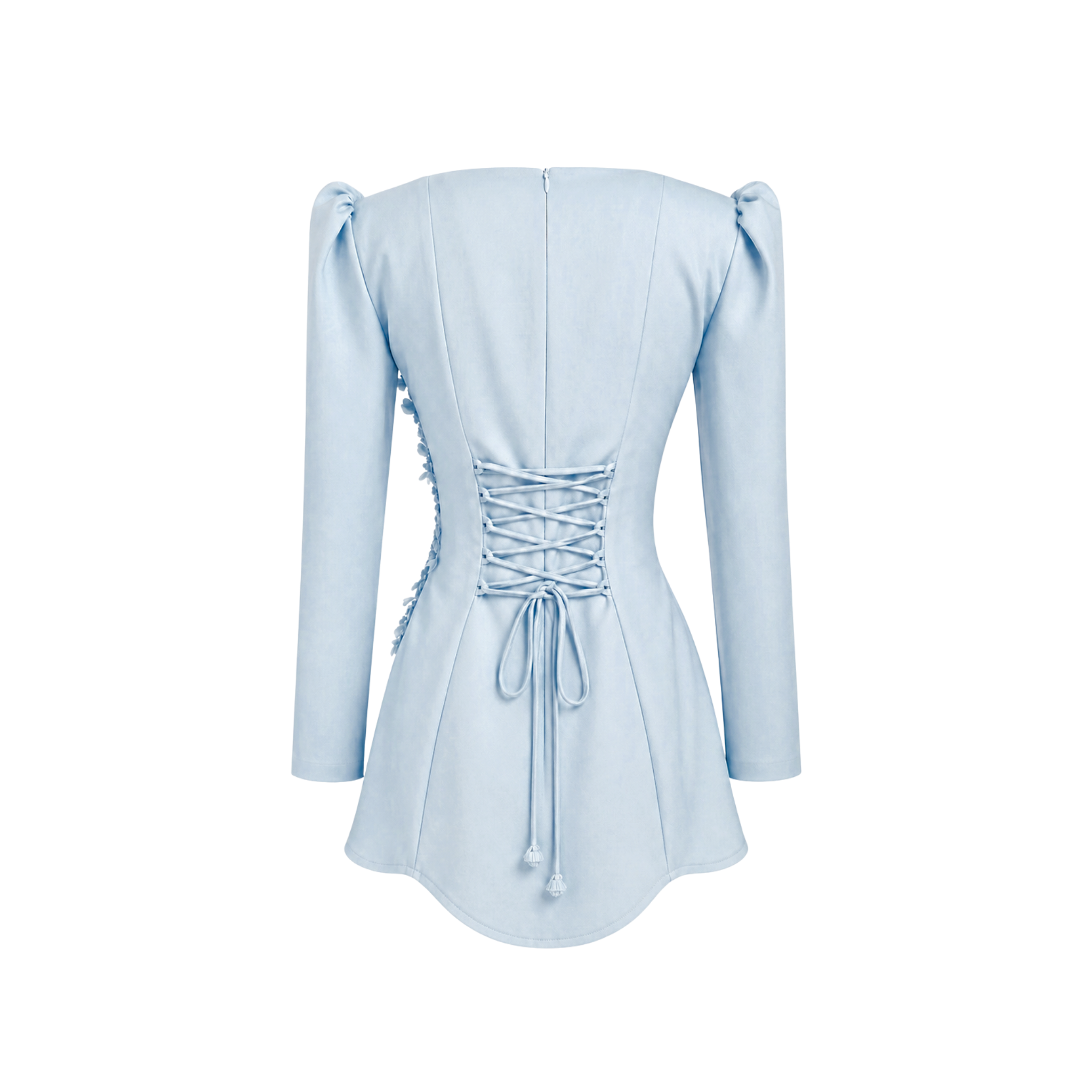 PEONY EMBROIDERY DETAIL SKIRTED SET BLUE