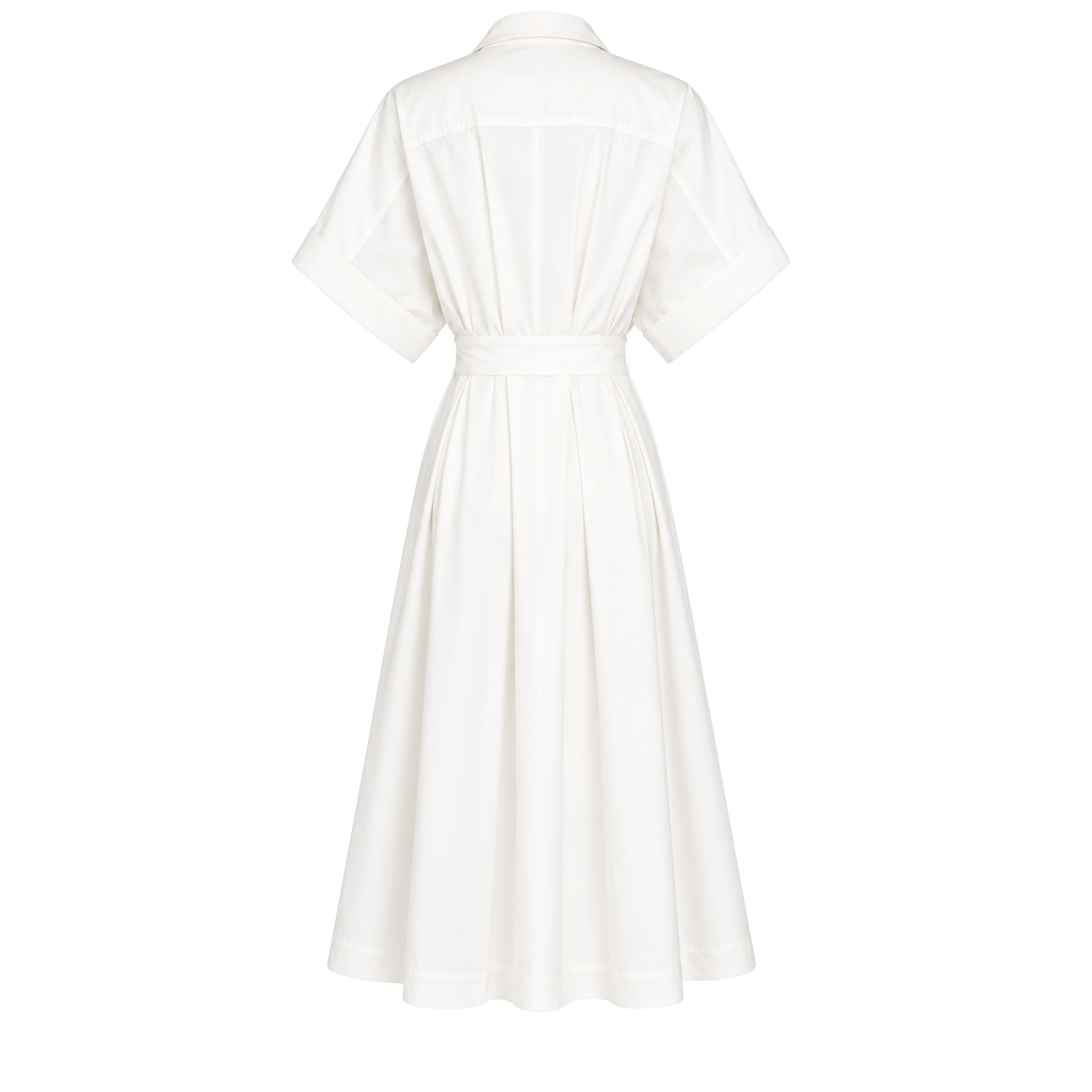 BELTED WAIST PLEAT DETAIL DROP SHOULDER DRESS ECRU