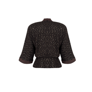 SEQUINED SKIRT AND JACKET SET, BROWN.