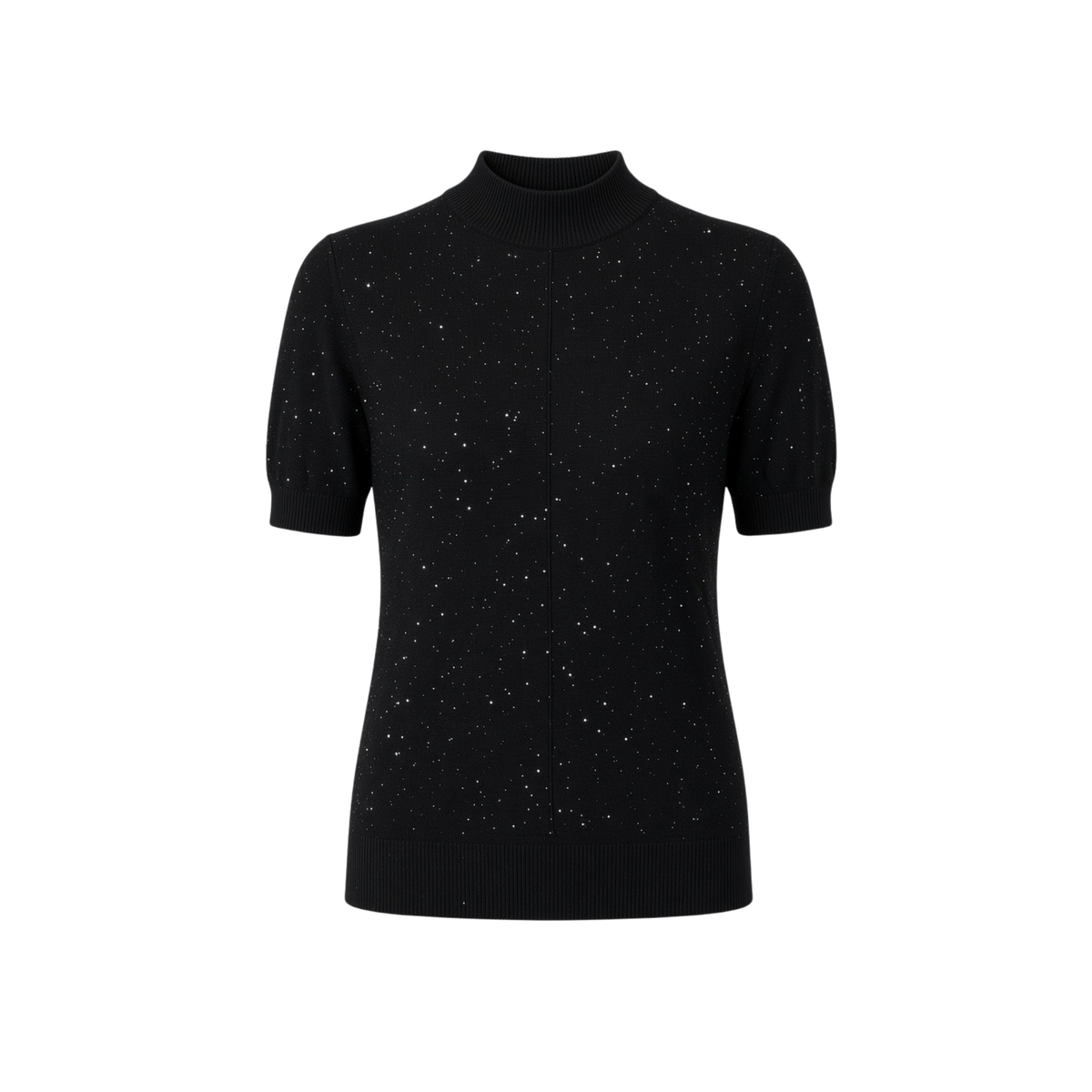 HIGH NECK SHINY KNIT BLACK