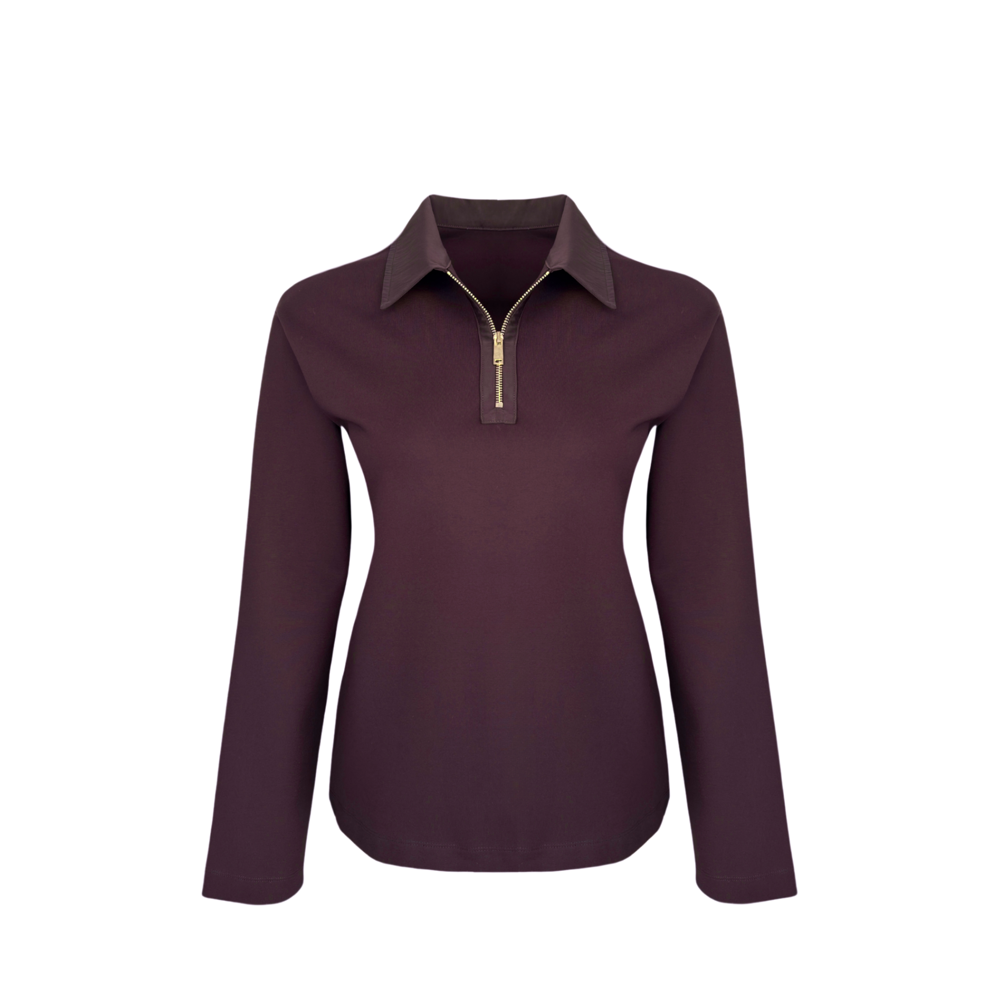 FABRIC MIX ZIP COLLAR SWEATSHIRT BURGUNDY
