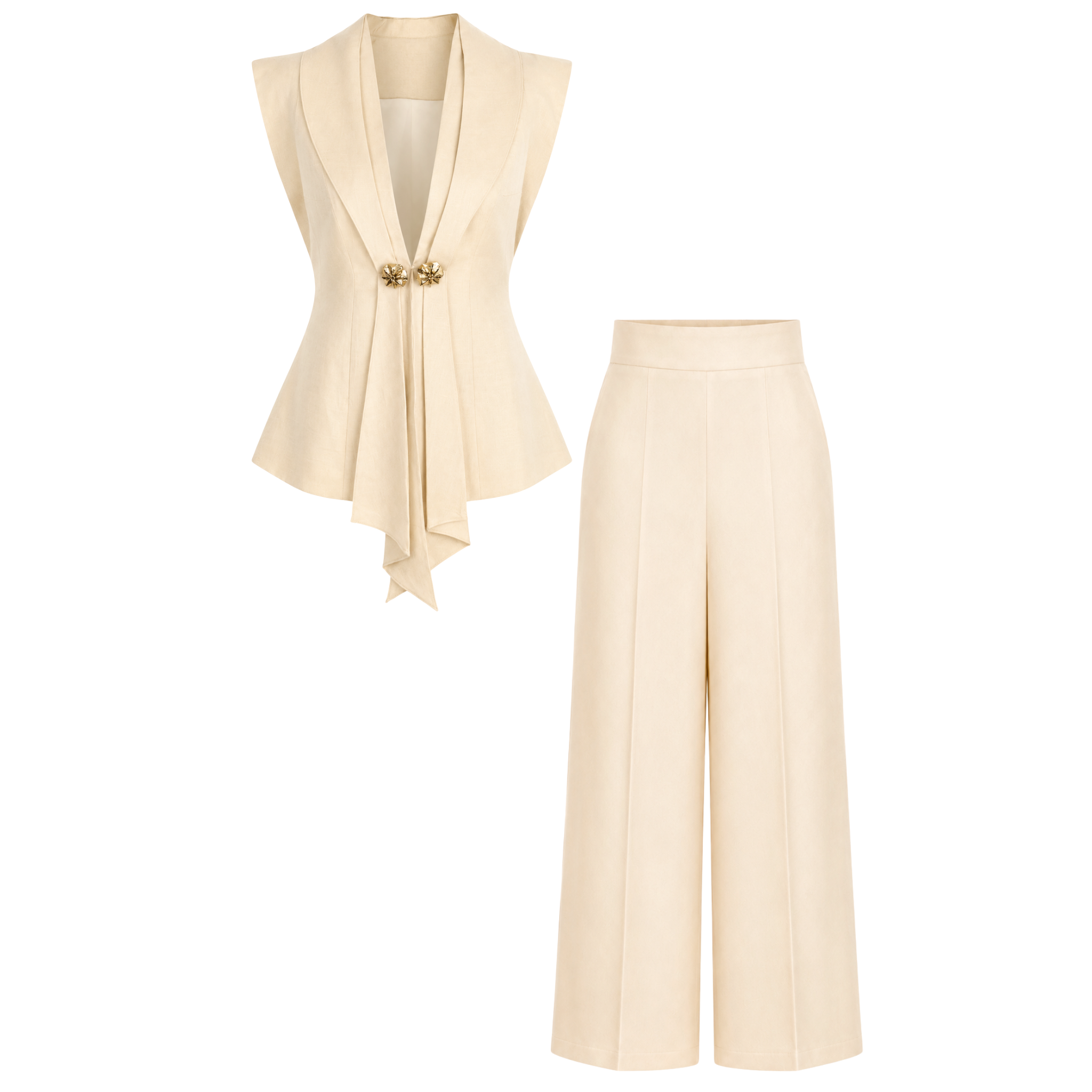 COLLAR DETAIL VEST AND TROUSERS SET YELLOW