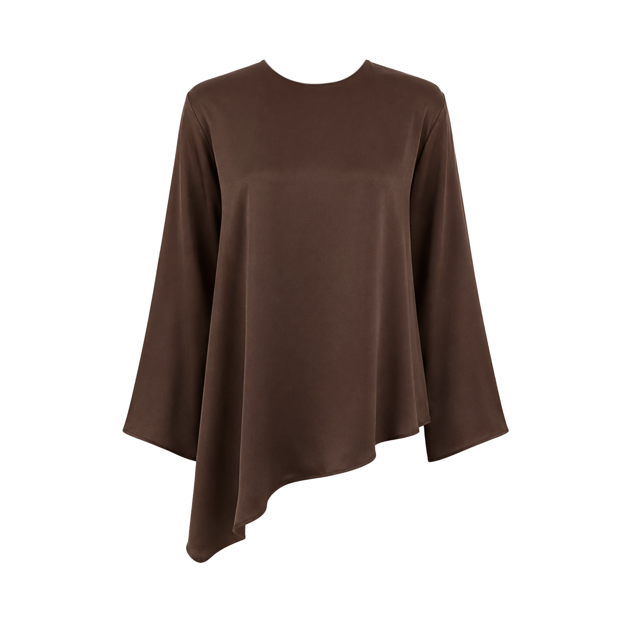 ASYMMETRIC CUT 100% RAYON SATIN SHIMMER SET BROWN