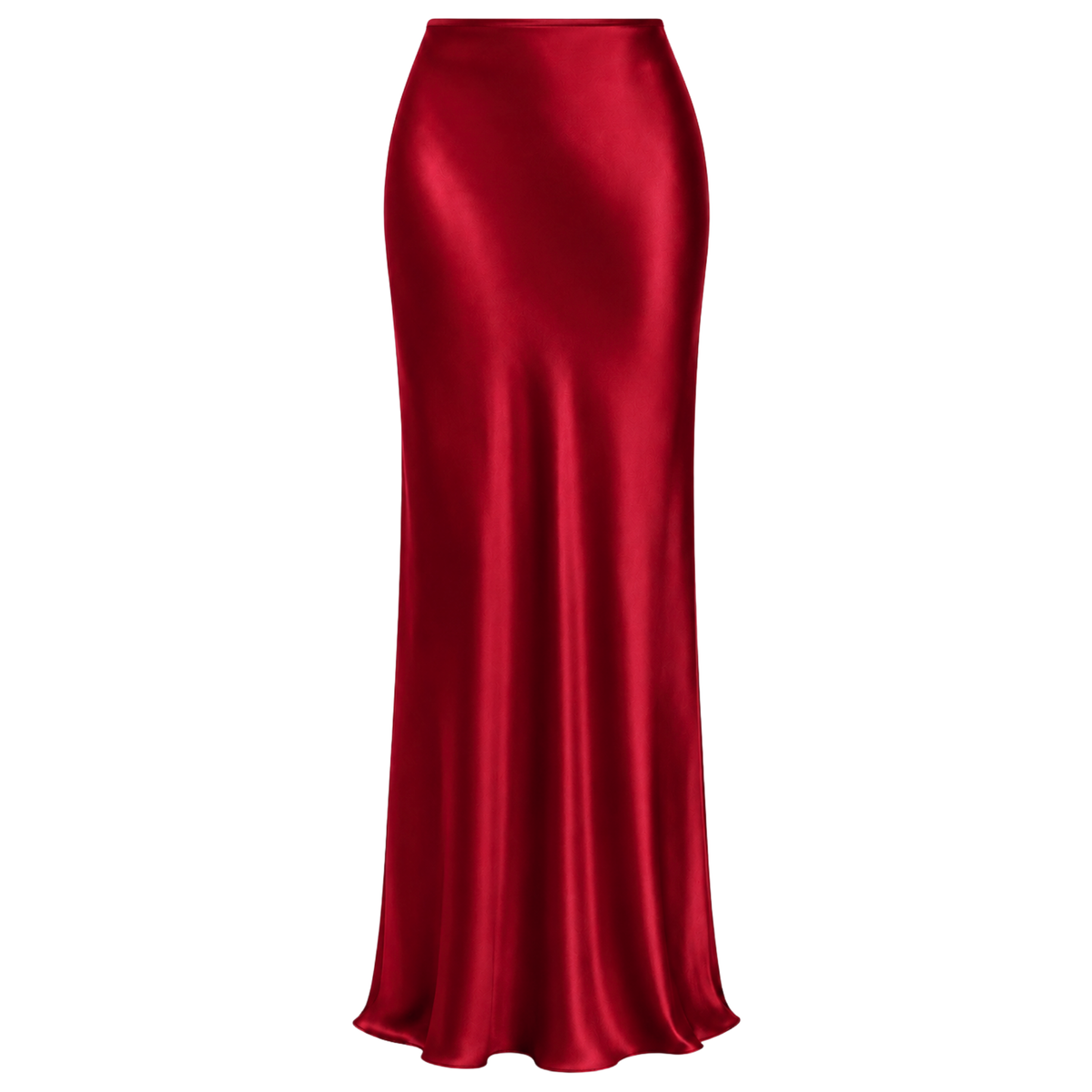 MAXI-LENGTH SATIN SKIRT WITH ELASTIC WAISTBAND RED