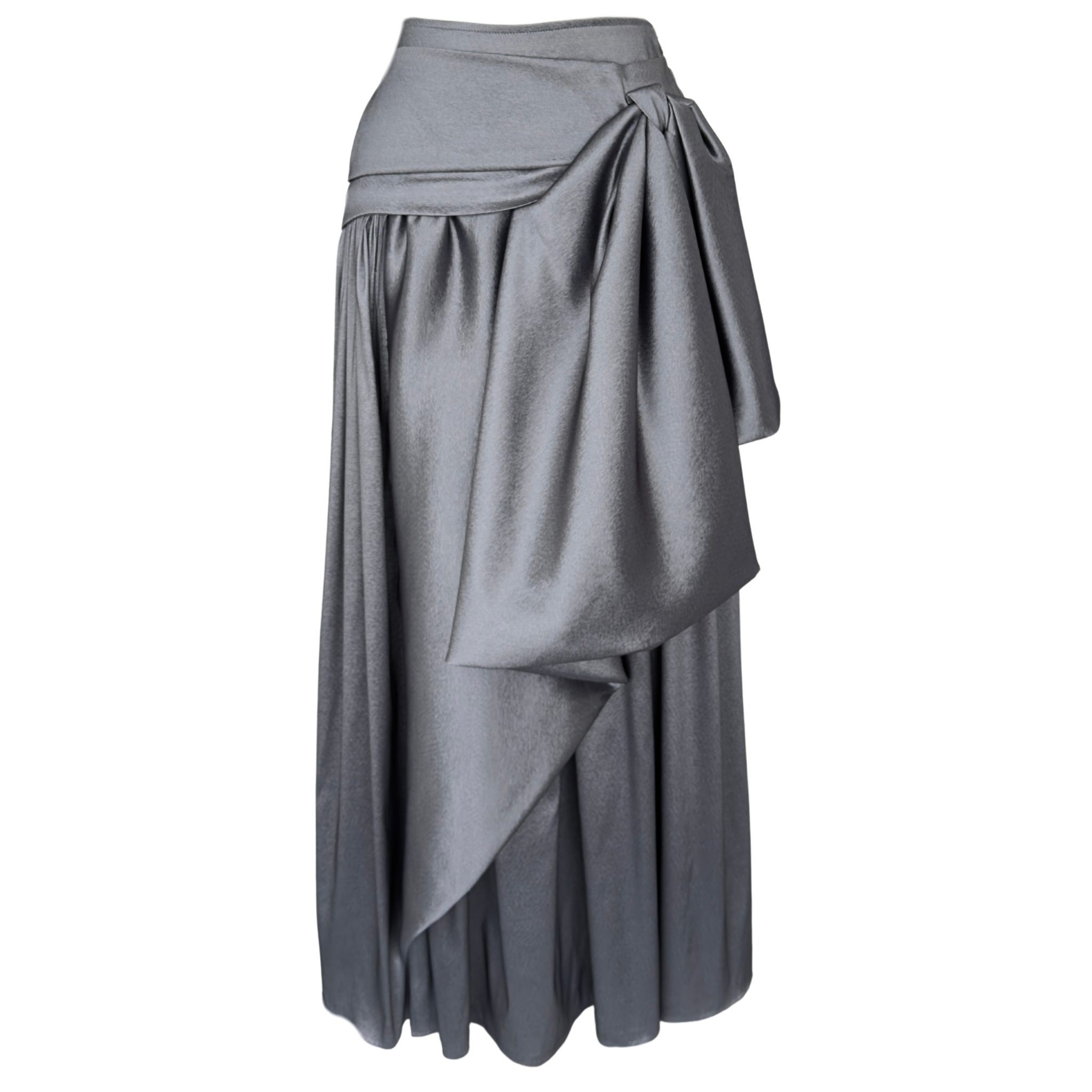 SATIN SHIMMER LARGE BOW DETAIL SKIRT GREY