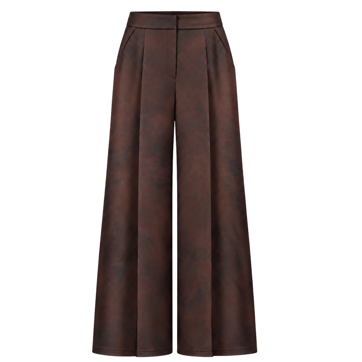 FABRIC MIX SLEEVE DETAIL SATIN SET BROWN