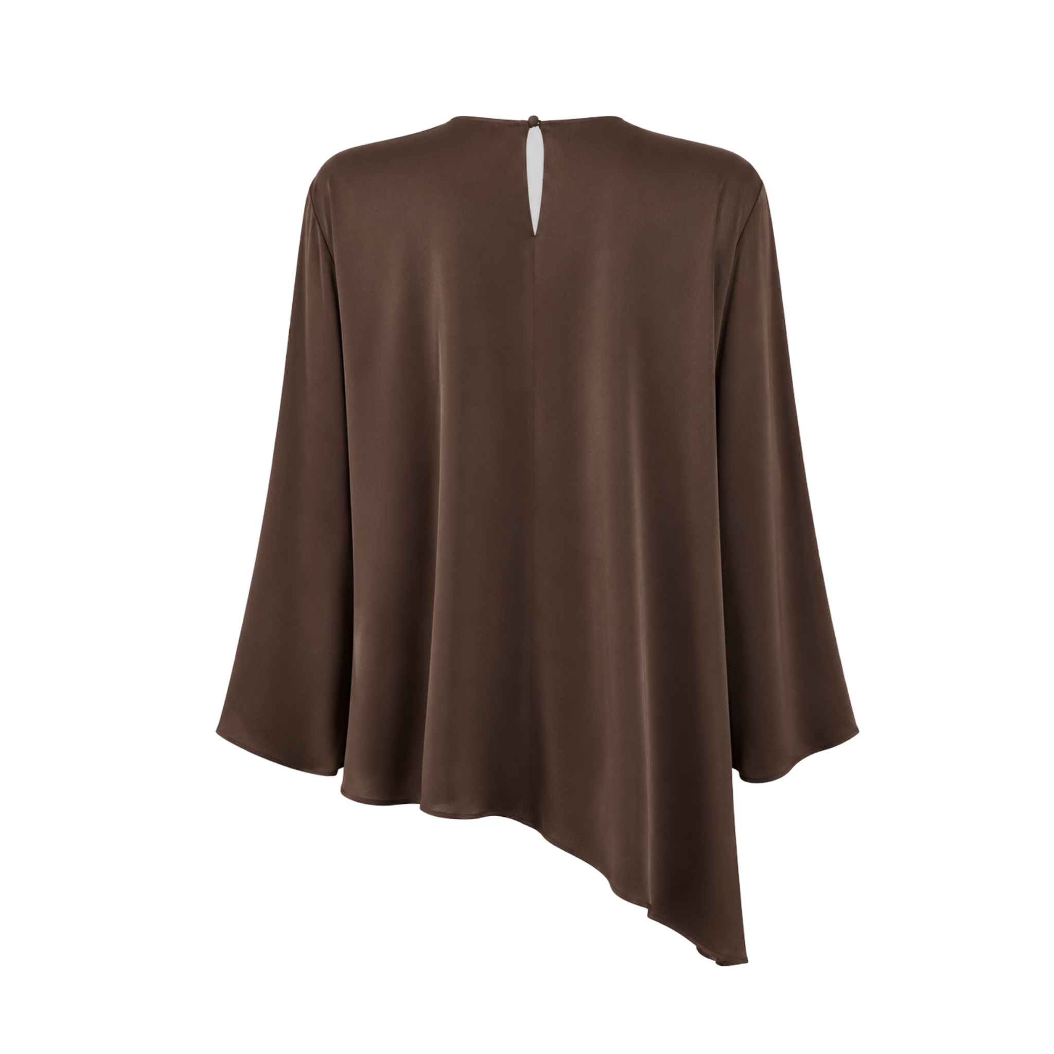 ASYMMETRIC CUT 100% RAYON SATIN SHIMMER SET BROWN