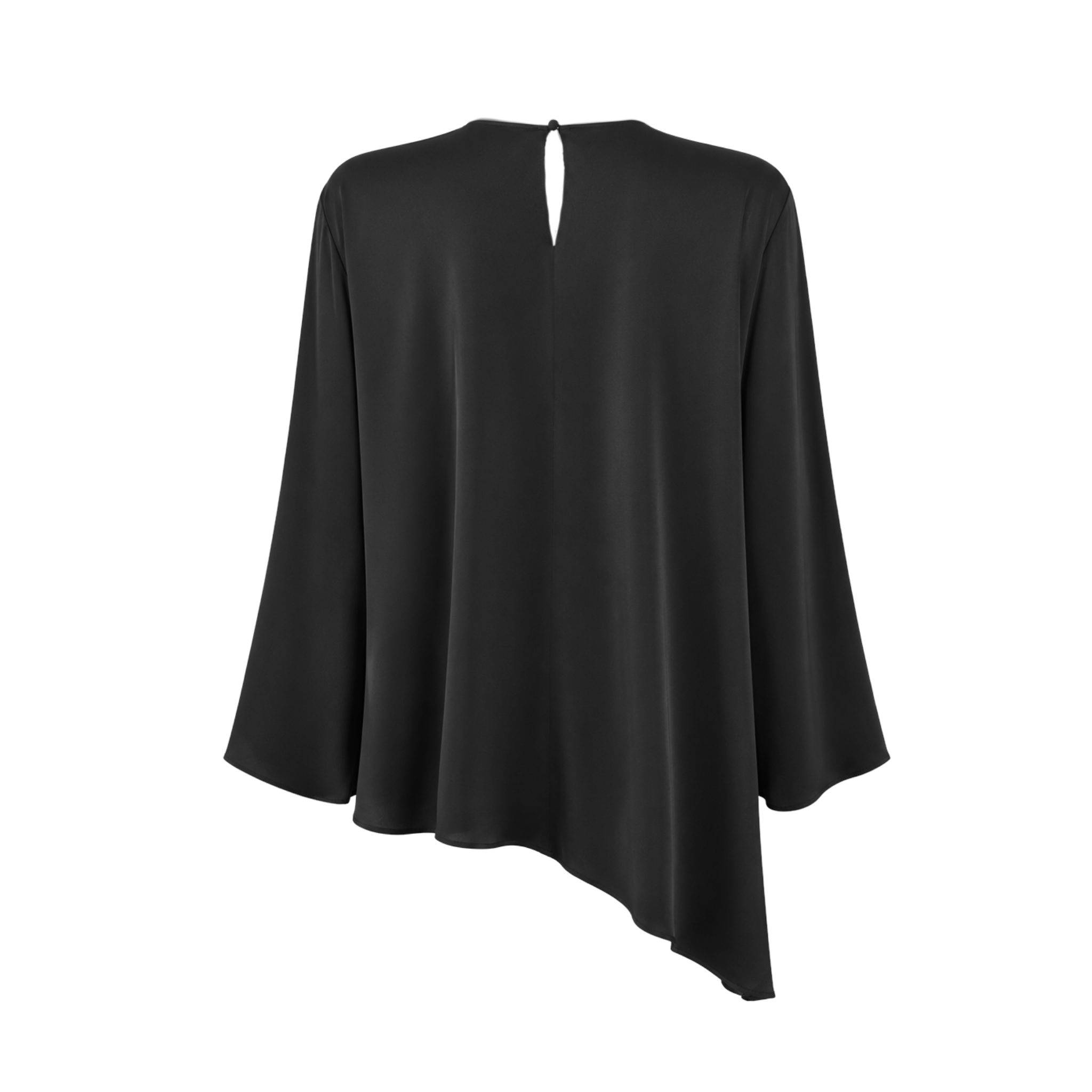 ASYMMETRIC CUT 100% RAYON SATIN SHIMMER SET BLACK
