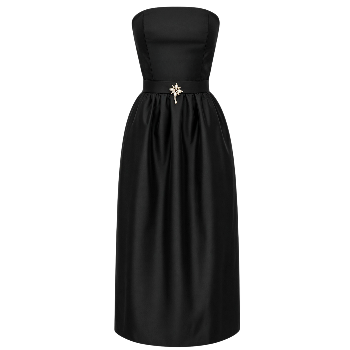 WAIST DETAIL STRAPLESS DRESS BLACK
