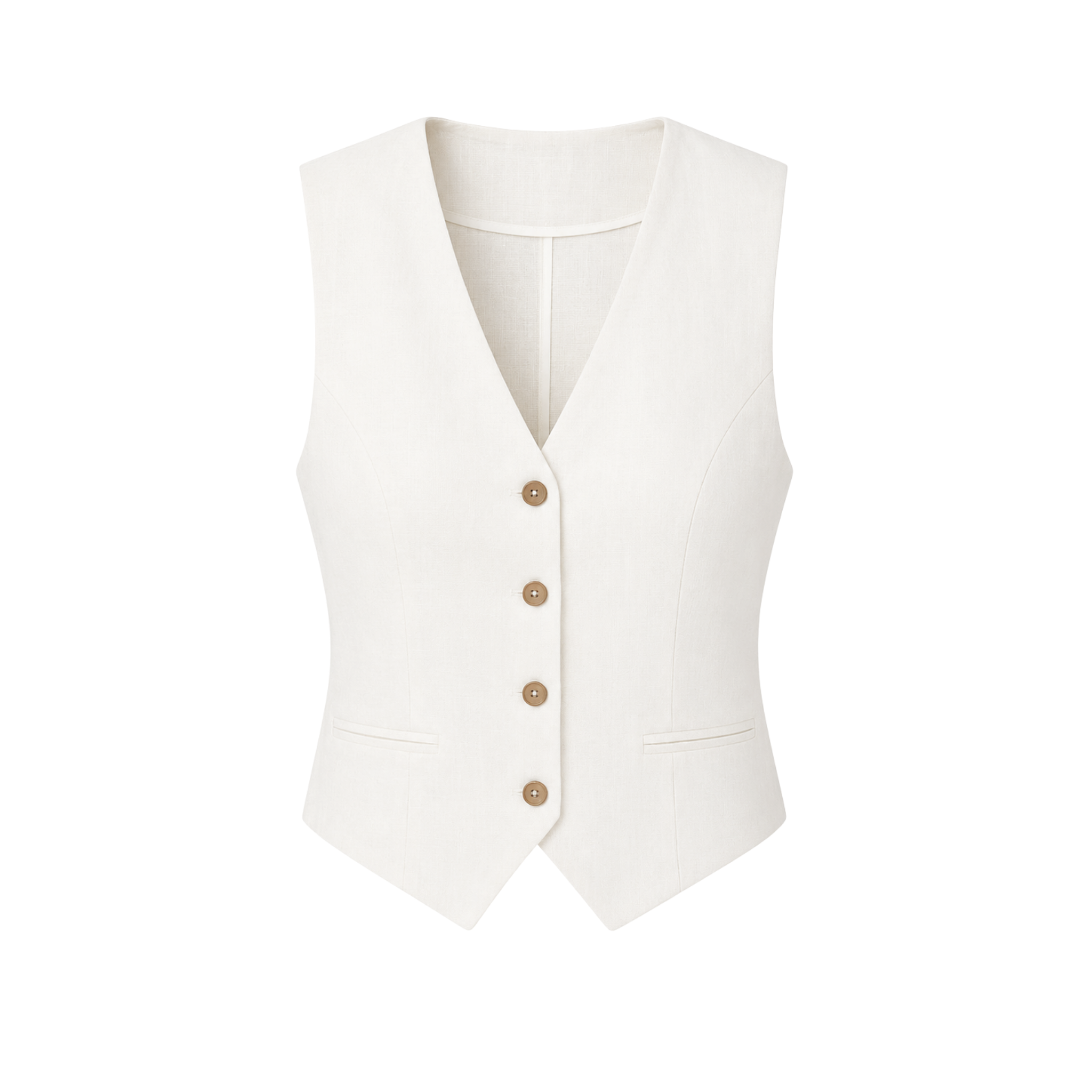 100% LINEN VEST AND SHORTS SET ECRU