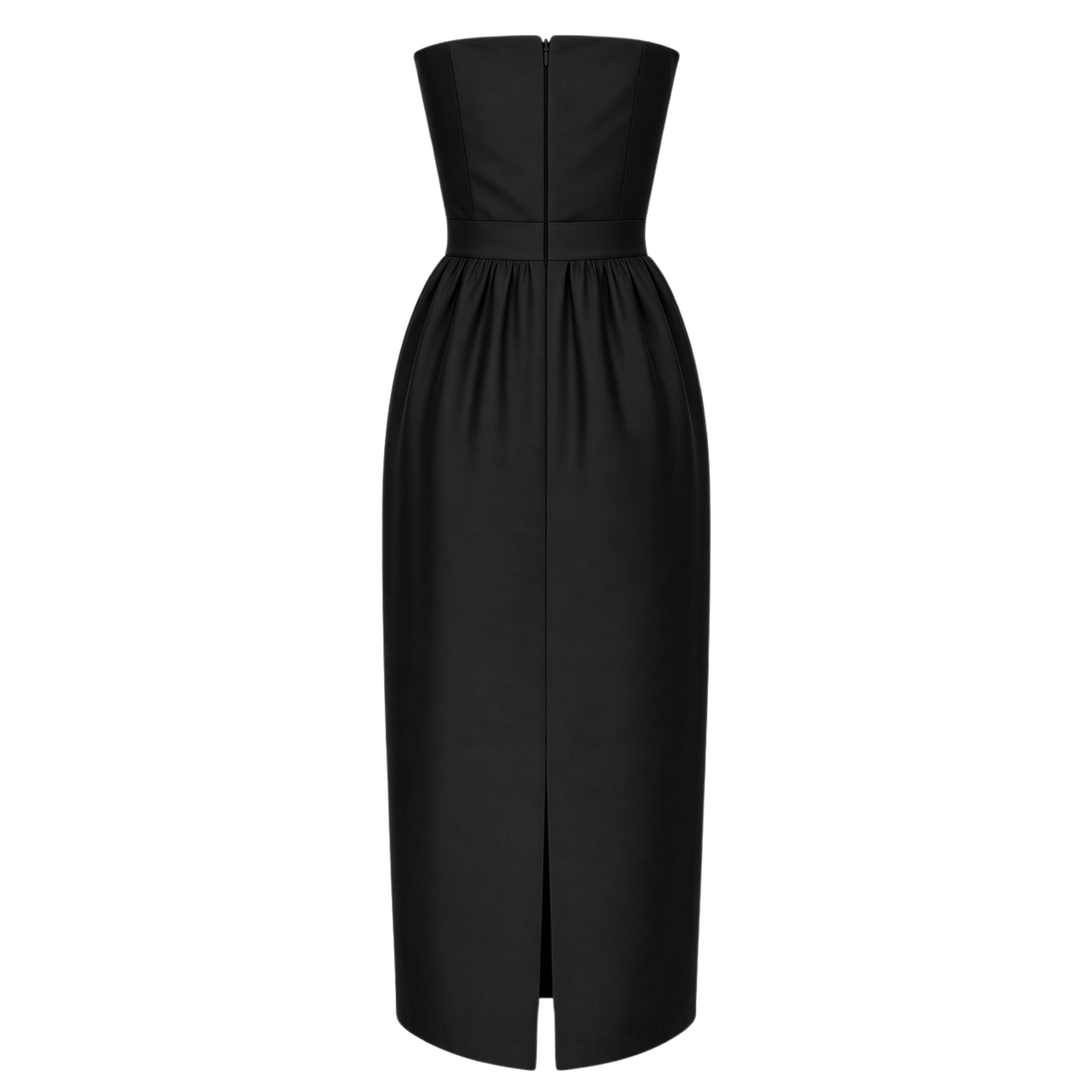 WAIST DETAIL STRAPLESS DRESS BLACK