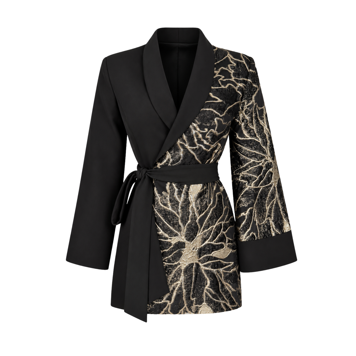 JACQUARD SLEEVE DETAIL DESIGN SET BLACK