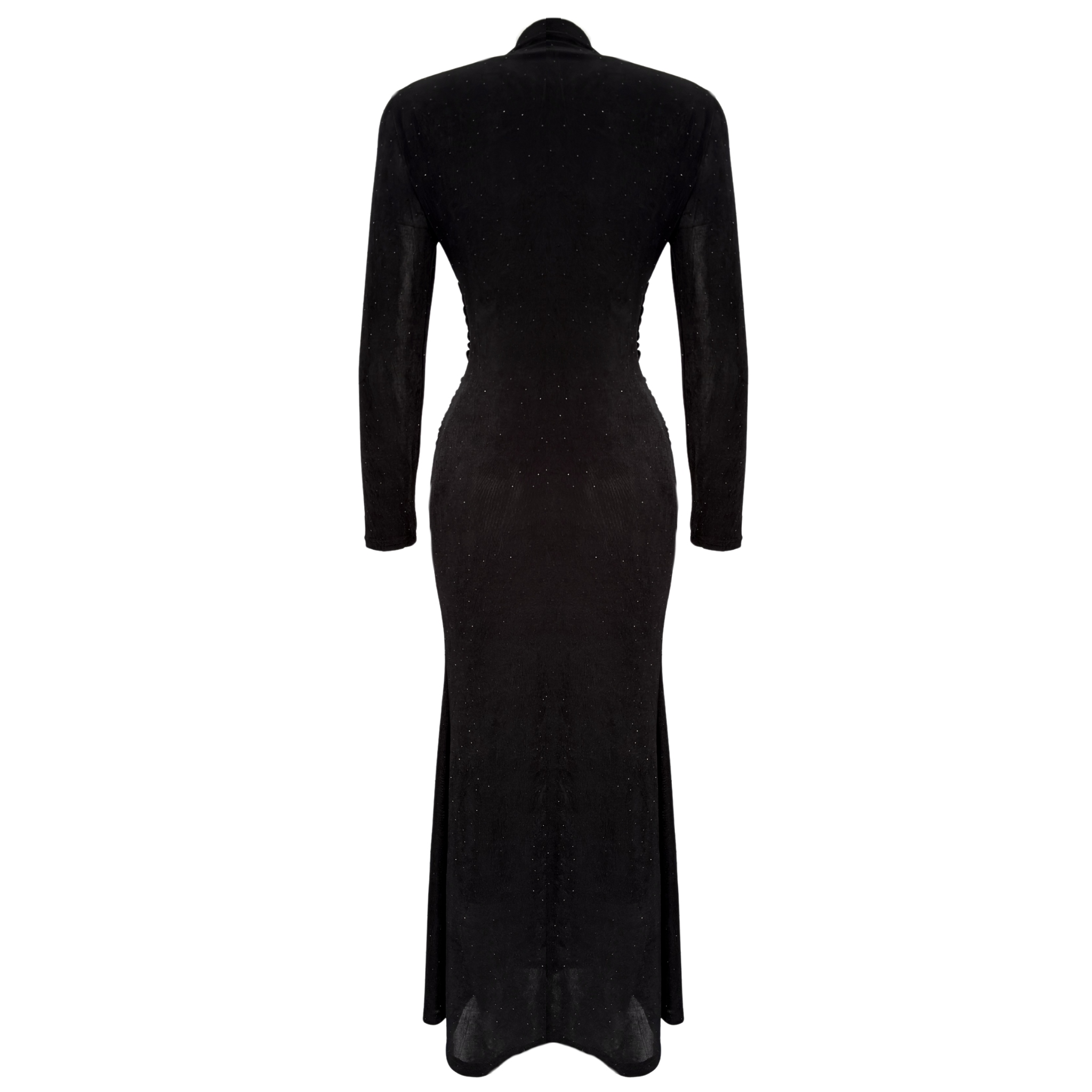 STONE PRINT DOUBLE BUCKLE WAIST DETAIL MAXI DRESS BLACK