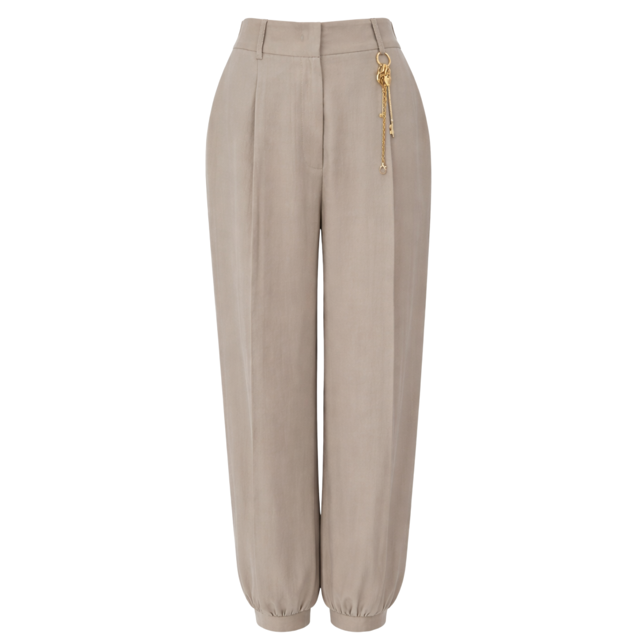 LEG DETAIL TENCEL TROUSERS STONE